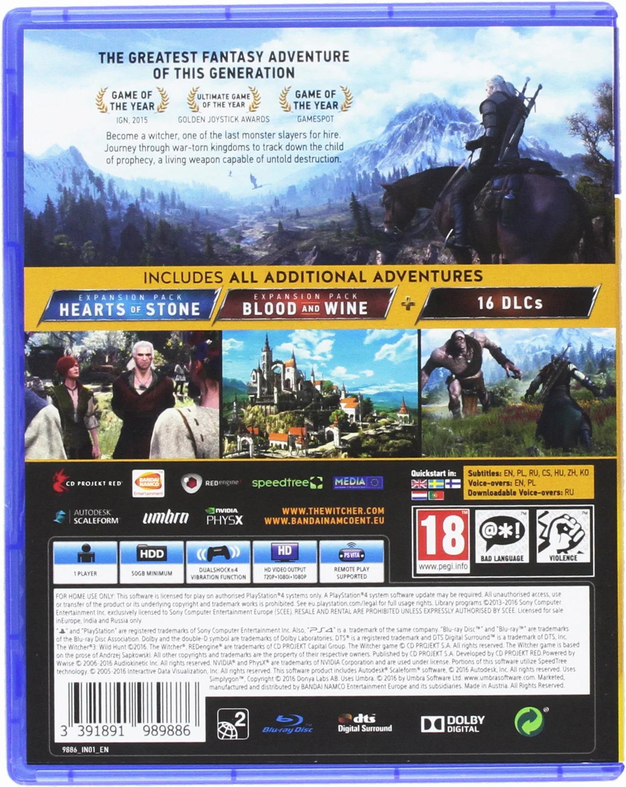 The Witcher 3 Game of the Year Edition PS4