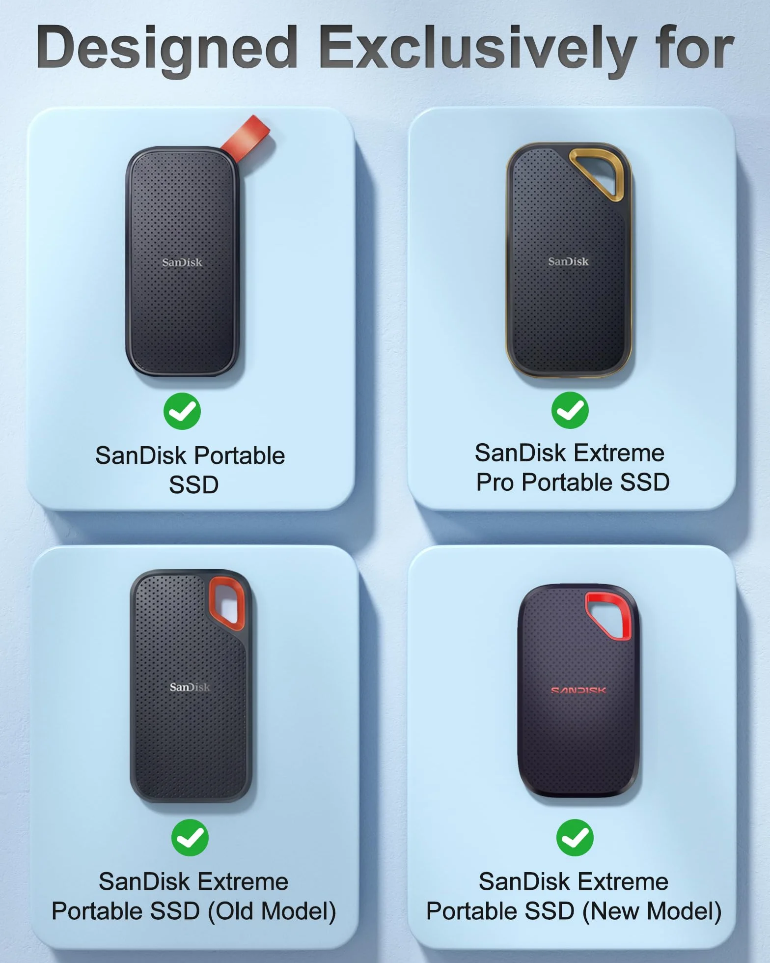 ProCase Twardy futerał do SanDisk przenośny SSD/SanDisk Extreme przenośny i zewnętrzny dysk SSD Extreme Pro 500 GB 1 TB 2 TB 4 TB 8 TB, odporne na wstrząsy etui podróżne z kartą SD