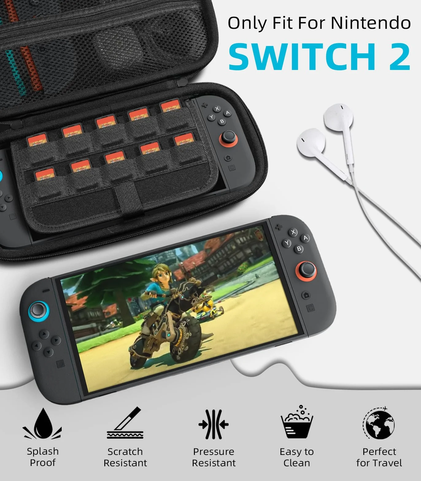 TiMOVO Carrying Case for Nintendo Switch 2 (2025), Large Capacity Protective Hard Shell Portable Travel Case Pouch for Switch 2, with 10 Game Card Slots and Pockets for Console & Accessories, Gray
