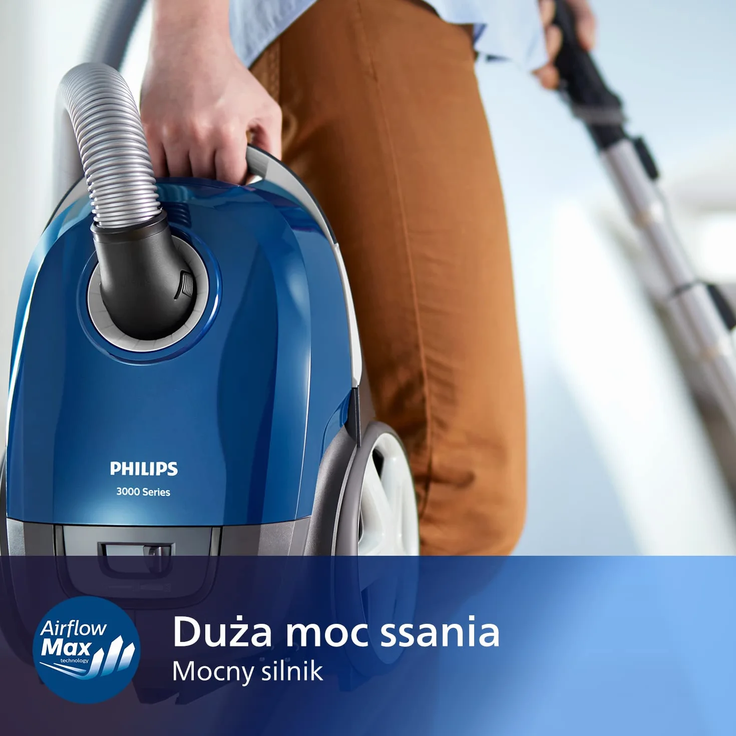 Philips Seria 3000 Performer Compact Odkurzacz Workowy 900W Filtr Antyalergiczny 9m Granatowy