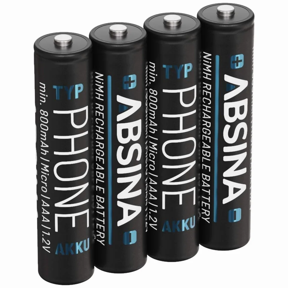 ABSINA 4 x NiMH akumulatory do telefonu Gigaset słuchawka do ponownego ładowania 800 mAh - akumulator do Gigaset A415 750 mAh - 750 mAh baterie AAA do telefonu Gigaset A400 A415, C300 C430, C475 C530,