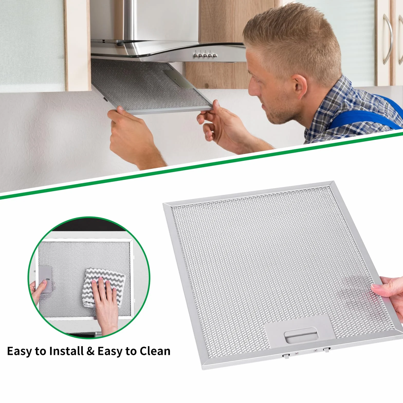 2-pak metalowych filtrów przeciwtłuszczowych do okapu kuchennego - 320 x 260 mm, aluminiowy filtr przeciwtłuszczowy, filtr zamienny, metalowy filtr przeciwtłuszczowy do okapów kuchennych