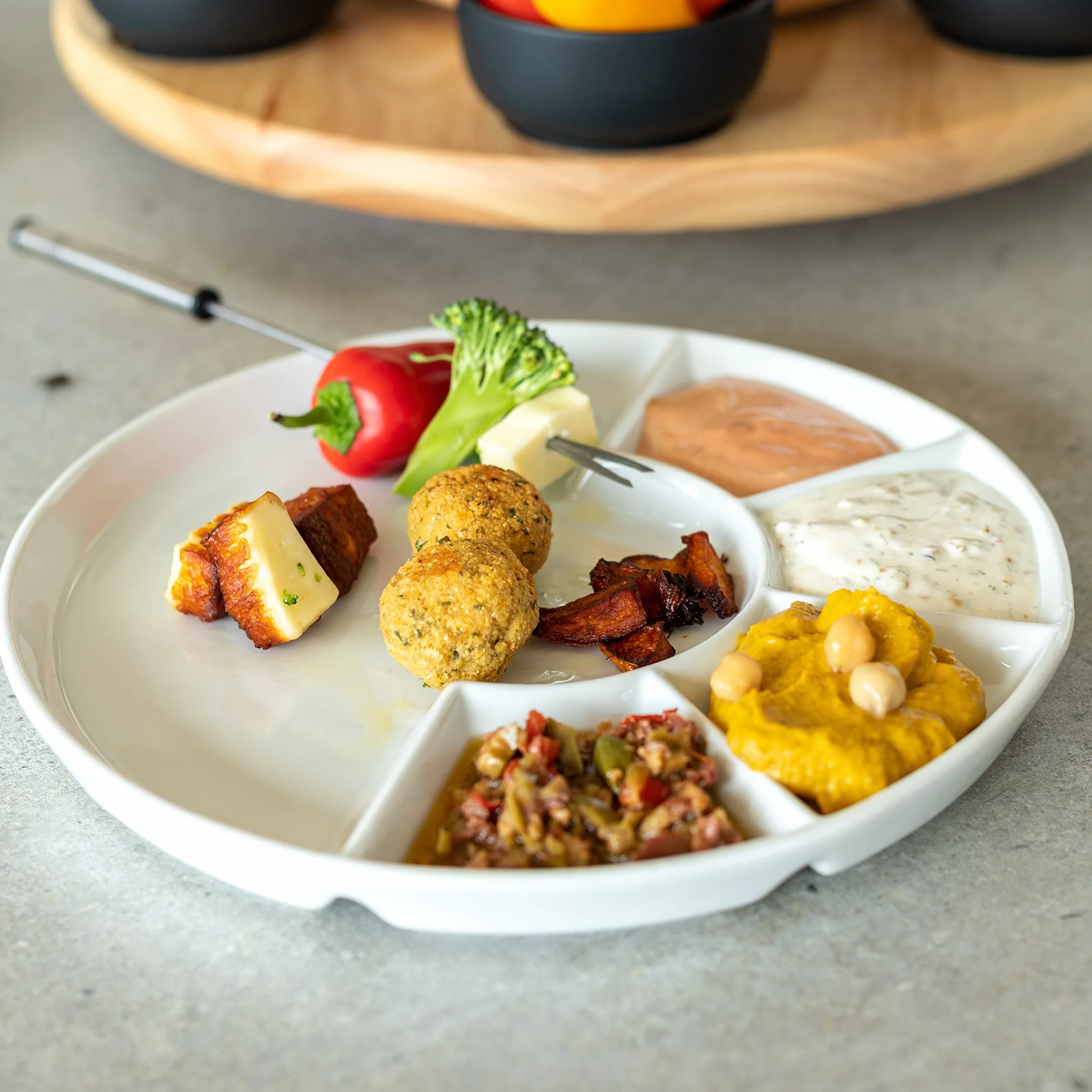 Mäser Talerz do fondue 24 cm zestaw 4 porcelanowych
