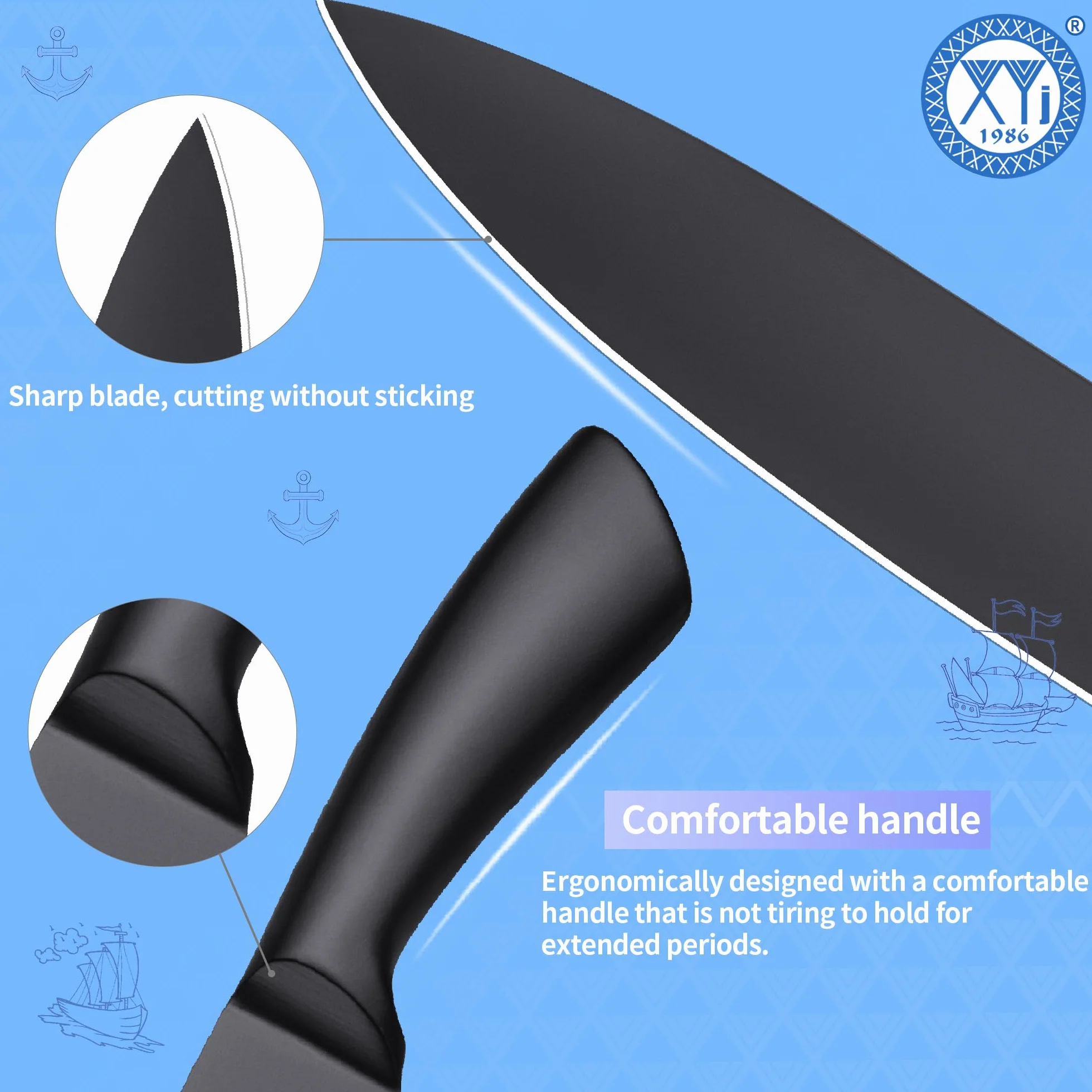 XYJ Japanese Chef Knife Stainless Steel,8 Inch,Razor-Sharp Professional Kitchen Knife Cutlery,Ergonomic Handle,Slicing Cooking Chefs Knife With Sheath Case