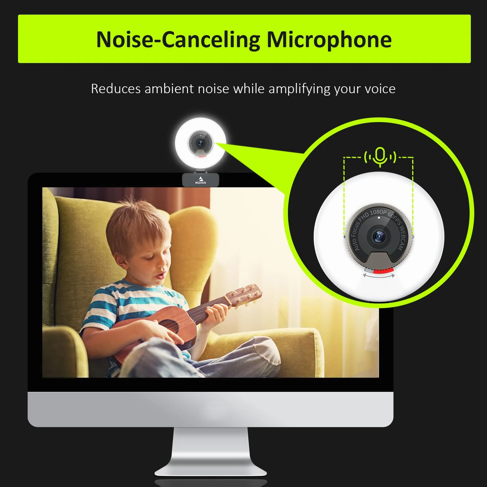 NexiGo N960E Kamera internetowa 1080P 60FPS ze światłem, w zestawie oprogramowanie, szybki autofokus, wbudowana osłona prywatności, kamera internetowa USB, podwójny mikrofon stereo, do spotkań Zoom
