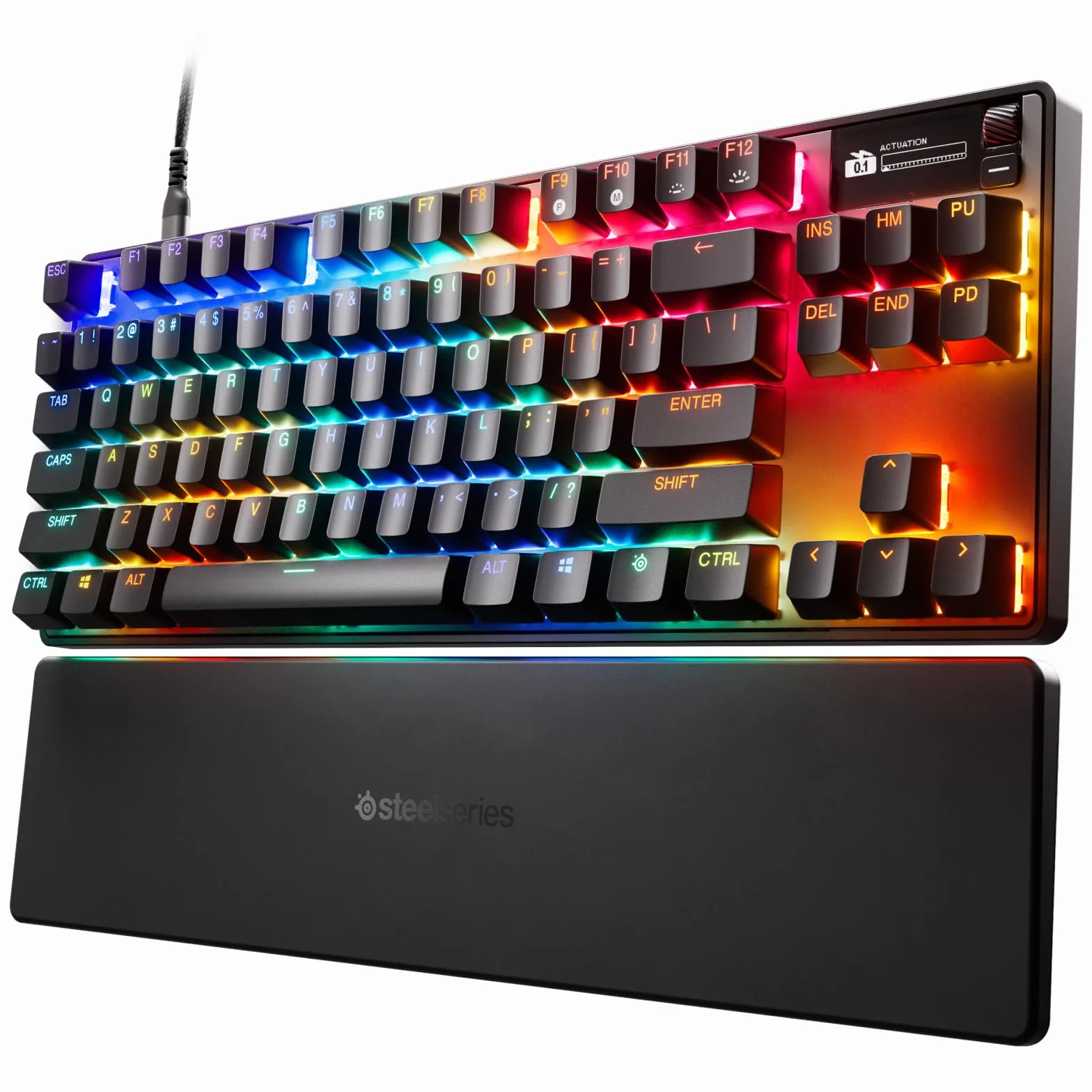 SteelSeries Apex Pro Gen 3 TKL - Hipermagnetyczna klawiatura dla graczy - przełączniki OmniPoint 3.0 - Rapid Trigger - Ustawienia gier - Rapid Tap/SOCD - OLED - RGB - nakładki z PBT - US Layout QWERTY