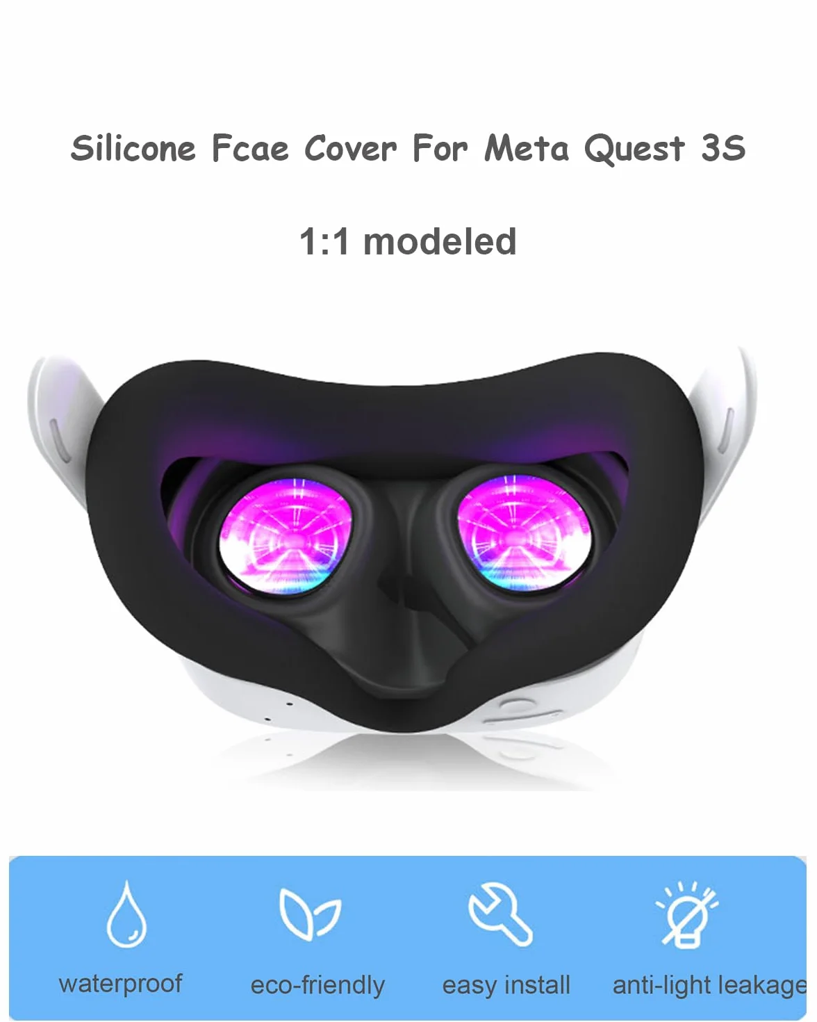 Silikonowa osłona twarzy VR do Meta Quest 3S, czarny