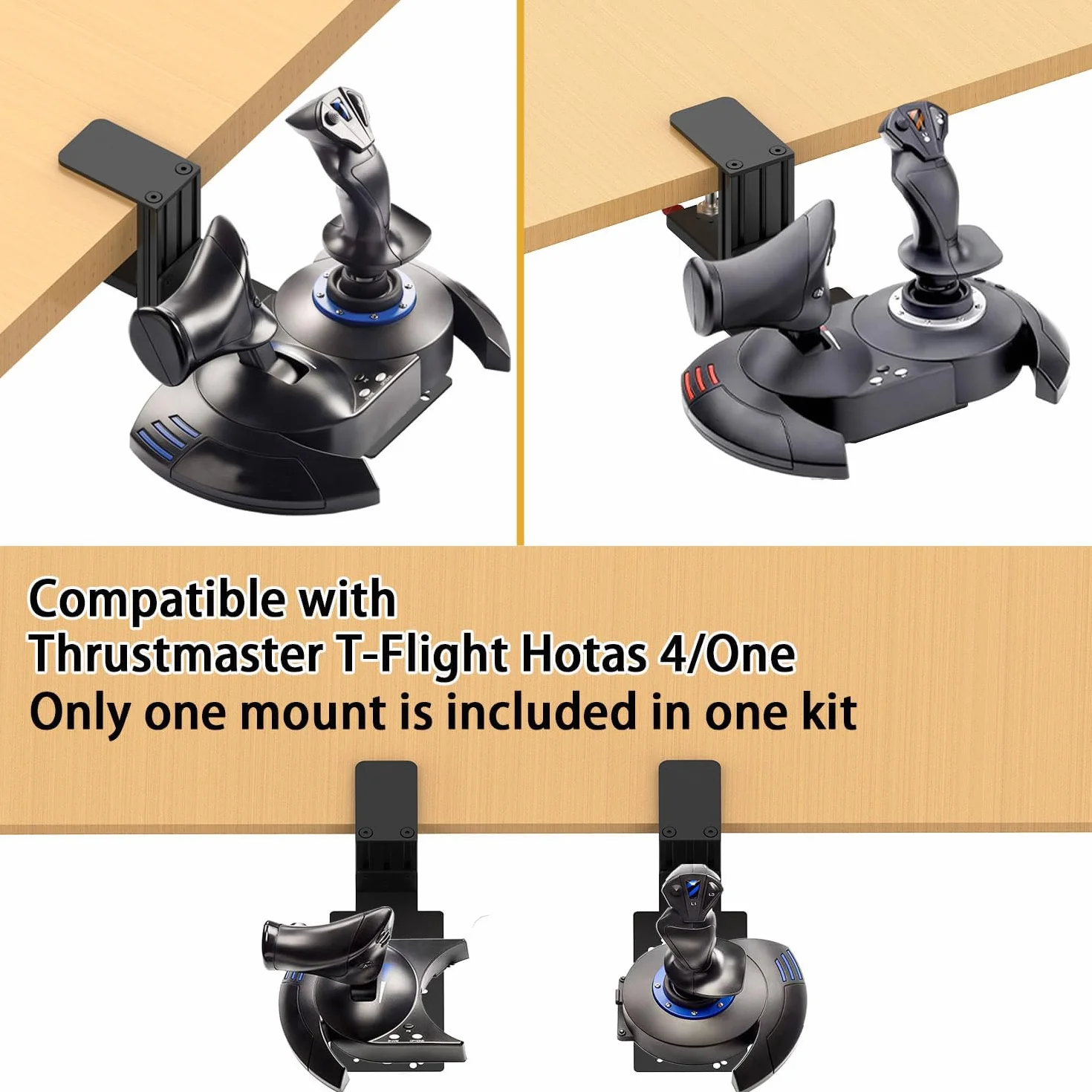 Wspornik biurkowy kompatybilny z: Thrustmaster T.Flight Hotas One/Hotas 4/Stick X, SimTask Farmstick, VelocityOne Flightstick, G Extreme 3D Pro USB Joystick, WINWING URSA MINOR Fighter/Airline Joystic