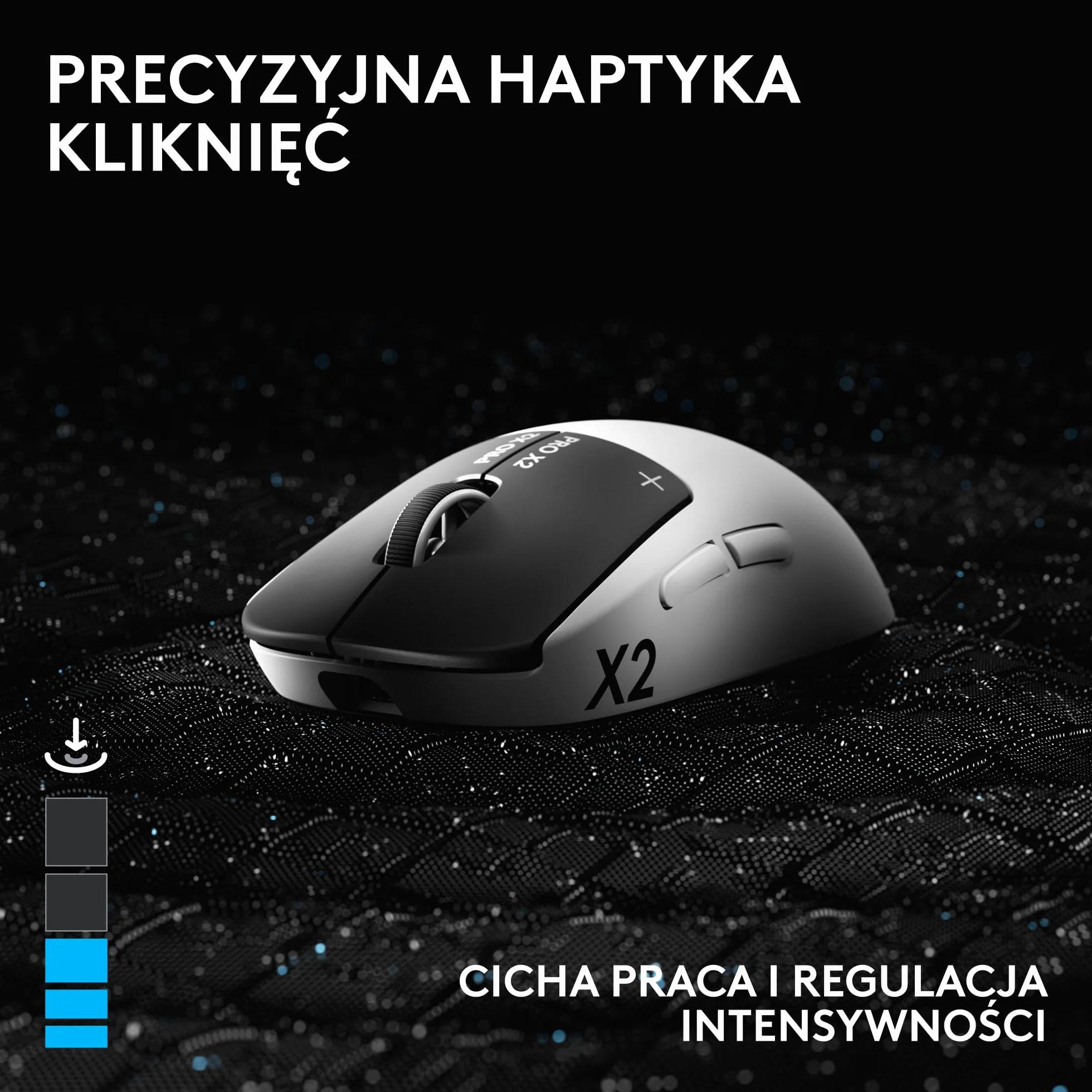 Logitech G PRO X2 SUPERSTRIKE LIGHTSPEED, bezprzewodowa mysz do gier,z ultra-szybkimi reakcjami,ultra lekka (61 g),z regulowaną reakcją haptyczna na kliknięcia i ładowaniem przez USB-C,do PC/Mac-Biały