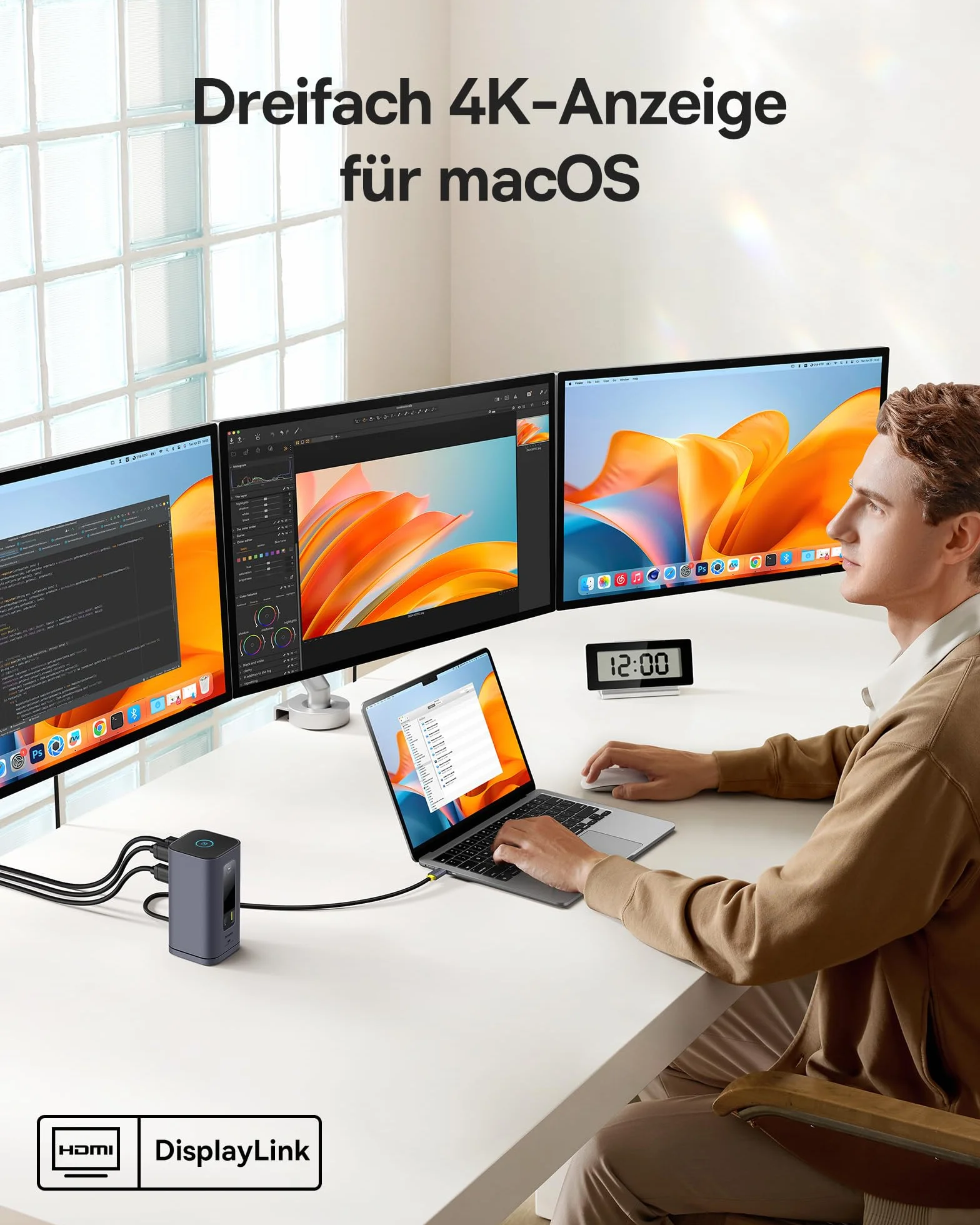 Baseus Spacemate Displaylink stacja dokująca USB C 11 w 1, 3 monitory 4K, 10 Gbps USB-C/A, 100 W PD, Ethernet, audio, do M1/M2/M3/Win i MacOS