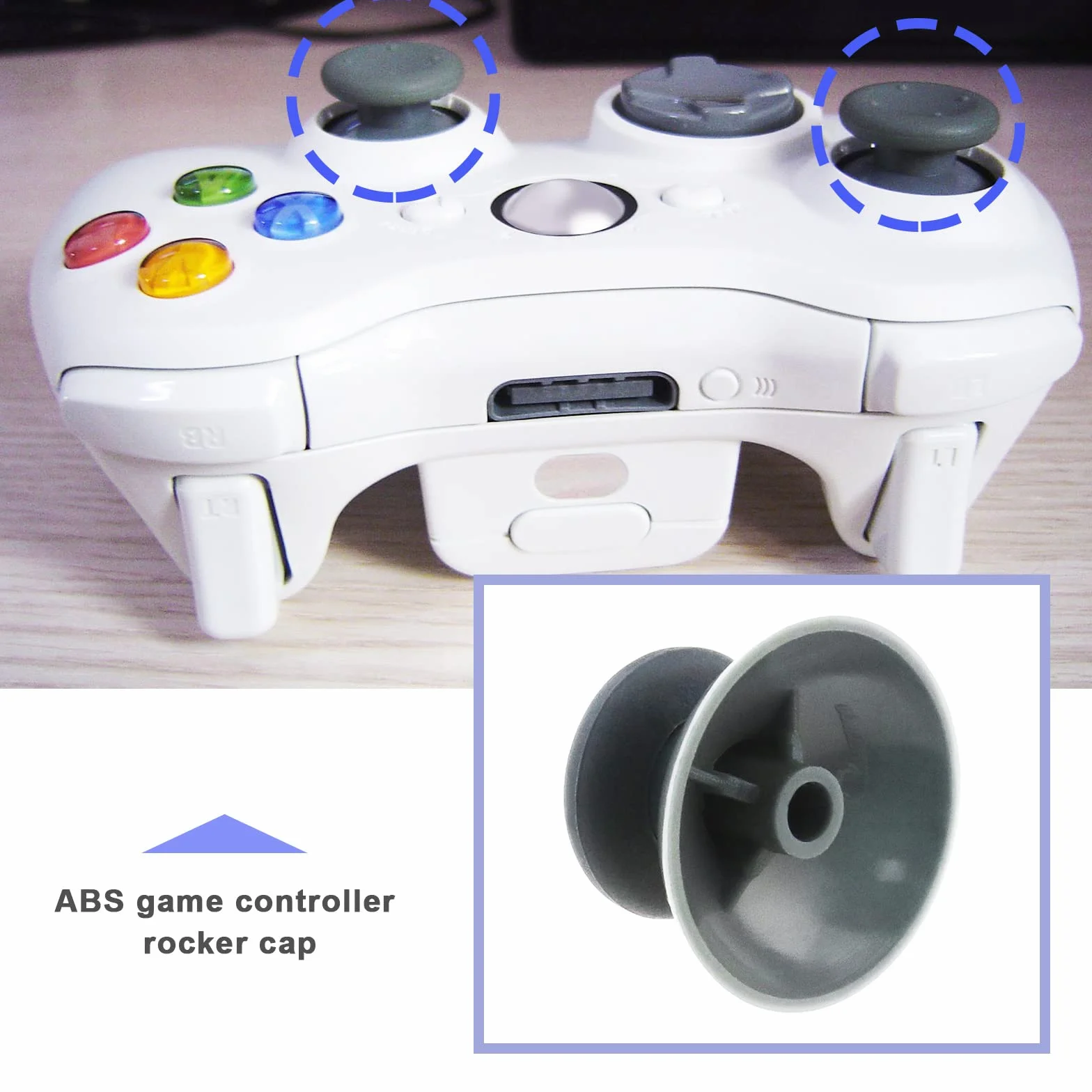 Zamienne nakładki joysticka, 8 sztuk, kompatybilne z kontrolerem Xbox 360, pałeczki ABS, osłona gamepada Rocker, 16 x 25,5 mm / 0,63 x 1 cala, czarne i szare