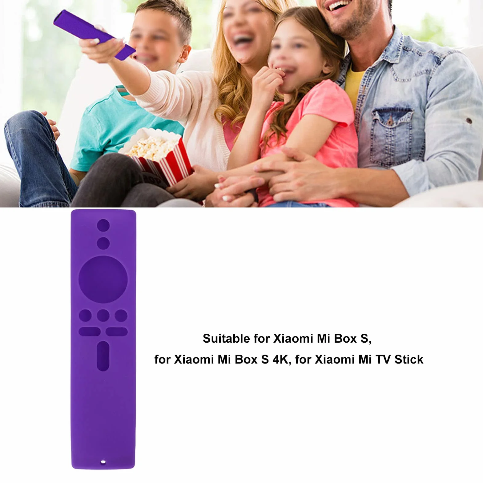 Czarny Silikonowy Zdalny Obudowa I-Slip dla MI Box S i MI TV z Dopasowaniem (fioletowy zestaw)