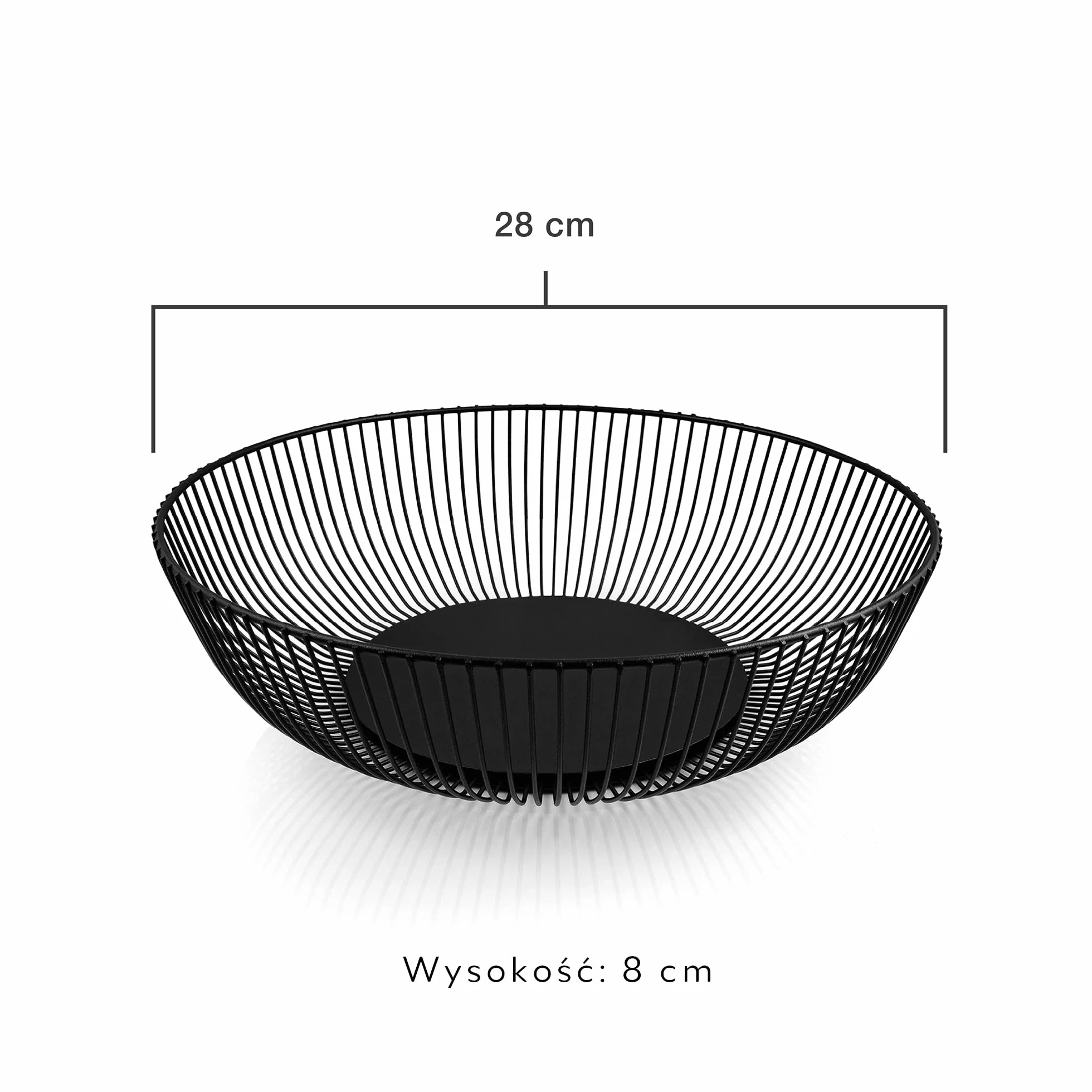 Miska na owoce ze stali nierdzewnej 28 cm czarna matowa metalowy kosz dużej pojemności