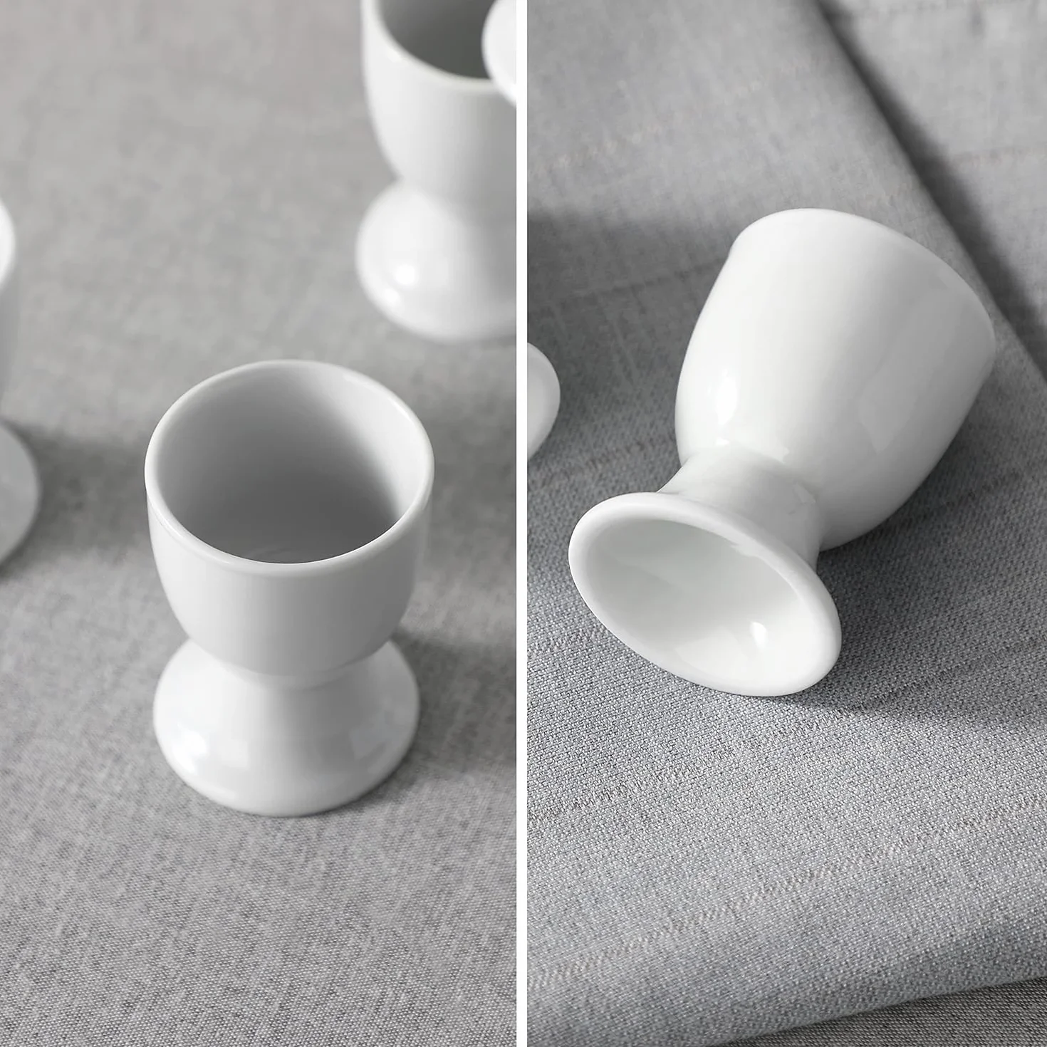 6 sztuk Ceramiczne kieliszki do jajek, zestaw ceramicznych kieliszków na jajka, kieliszki na jajka na Coque, porcelanowe kieliszki do jajek, 7 x 5,1 cm na jajka na miękko i białe