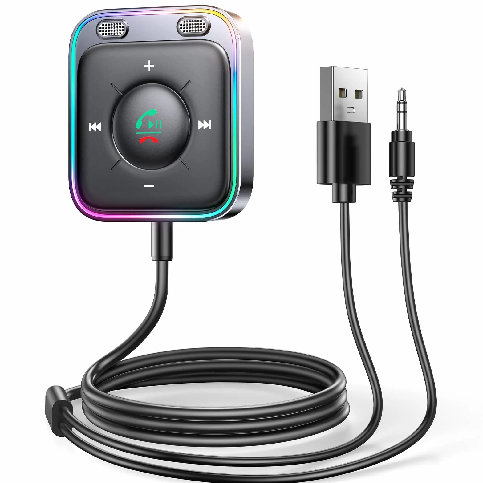 2023 JOYROOM Adapter samochodowy Aux Bluetooth z zestawem głośnomówiącym, Adapter USB Bluetooth 5.3 【Plug & Play】 Samochodowe gniazdo odbiornika Bluetooth Aux do głośników samochodowych, wzmacniaczy