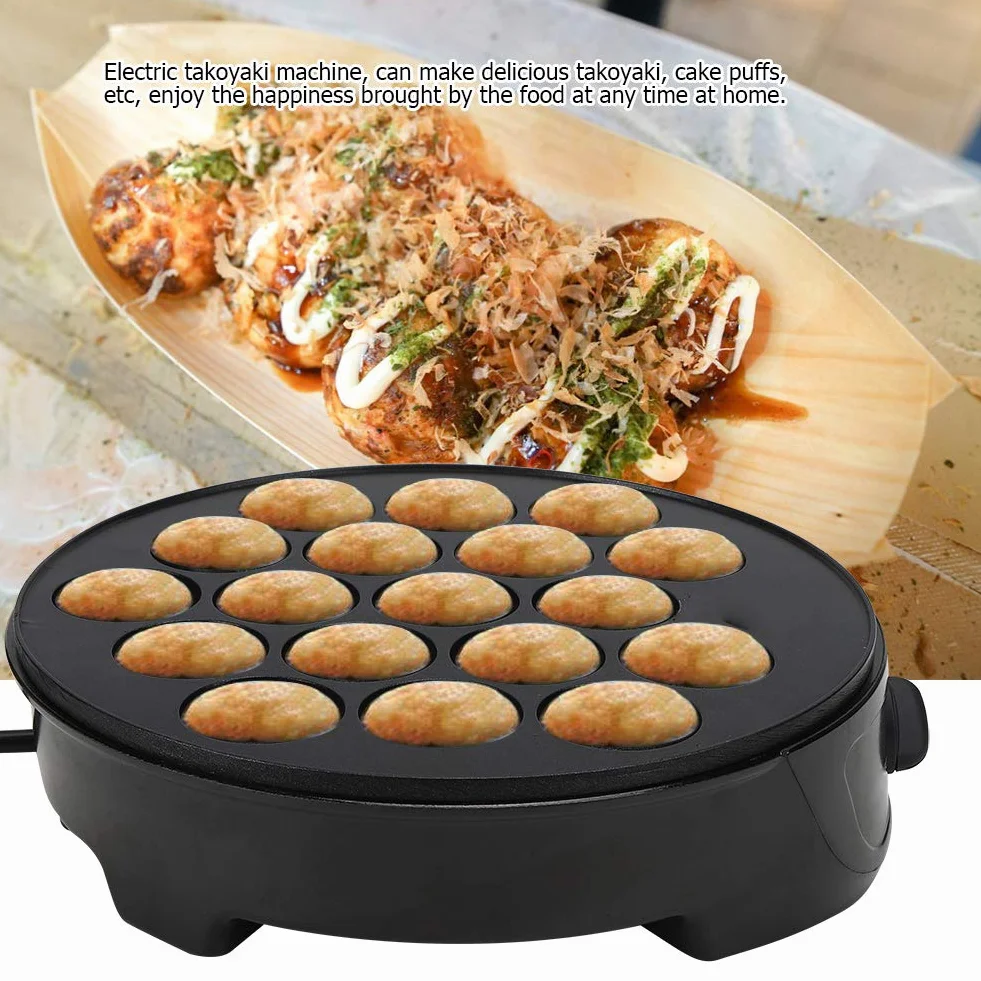 Wakects Elektryczna maszyna do takoyaki, 18 otworów, nieprzywierająca, kuchenna, elektryczna maszyna do produkcji japońskich takoyaki, otwór 4 cm, 50-60 Hz (UE)