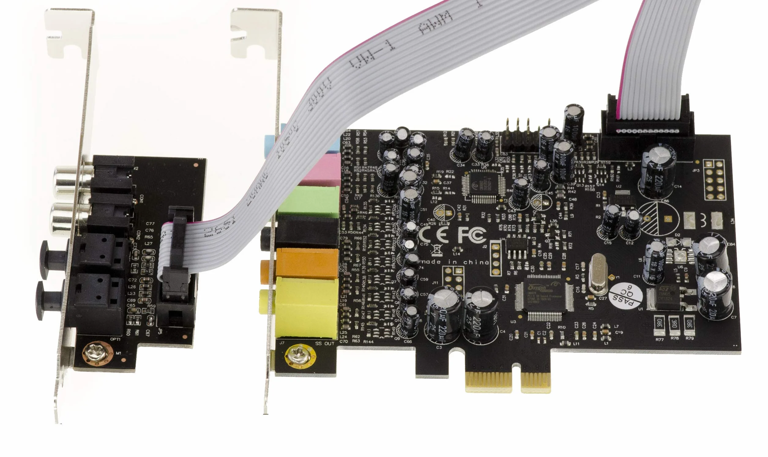 KALEA-INFORMATIQUE 7.1-kanałowa karta kontrolera dźwięku PCIe z chipsetami CMedia Oxygen CM8828 i CM9882A - cyfrowe wejścia i wyjścia SPDIF.