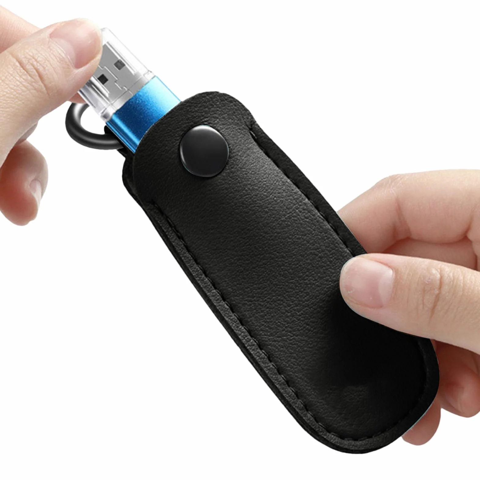 Skórzane etui ochronne na pendrive, breloczek do kluczy, torba do przechowywania dysków flash, etui ochronne na pendrive, etui dla studentów, nauczycieli, 9 x 3,2 cm