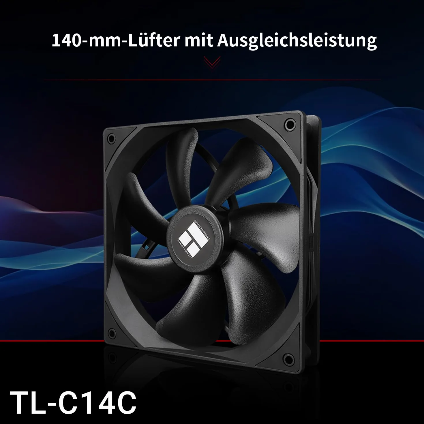 TR-Thermalright TL-C14C wentylator CPU PWM, 140 mm, cichy wentylator 1500 RPM, czarny wentylator CPU, duża objętość powietrza 75,8 CFM, może być sparowany z obudową / chłodnicą procesora