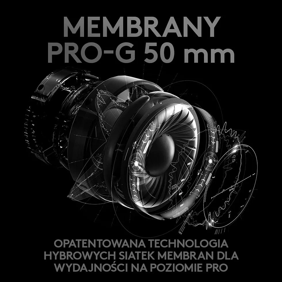 Logitech G PRO Gaming Headset, Słuchawki nauszne 50 mm PRO-G, aluminium, stal, pianka z pamięcią kształtu, PC/PS/Xbox/Switch - Czarny
