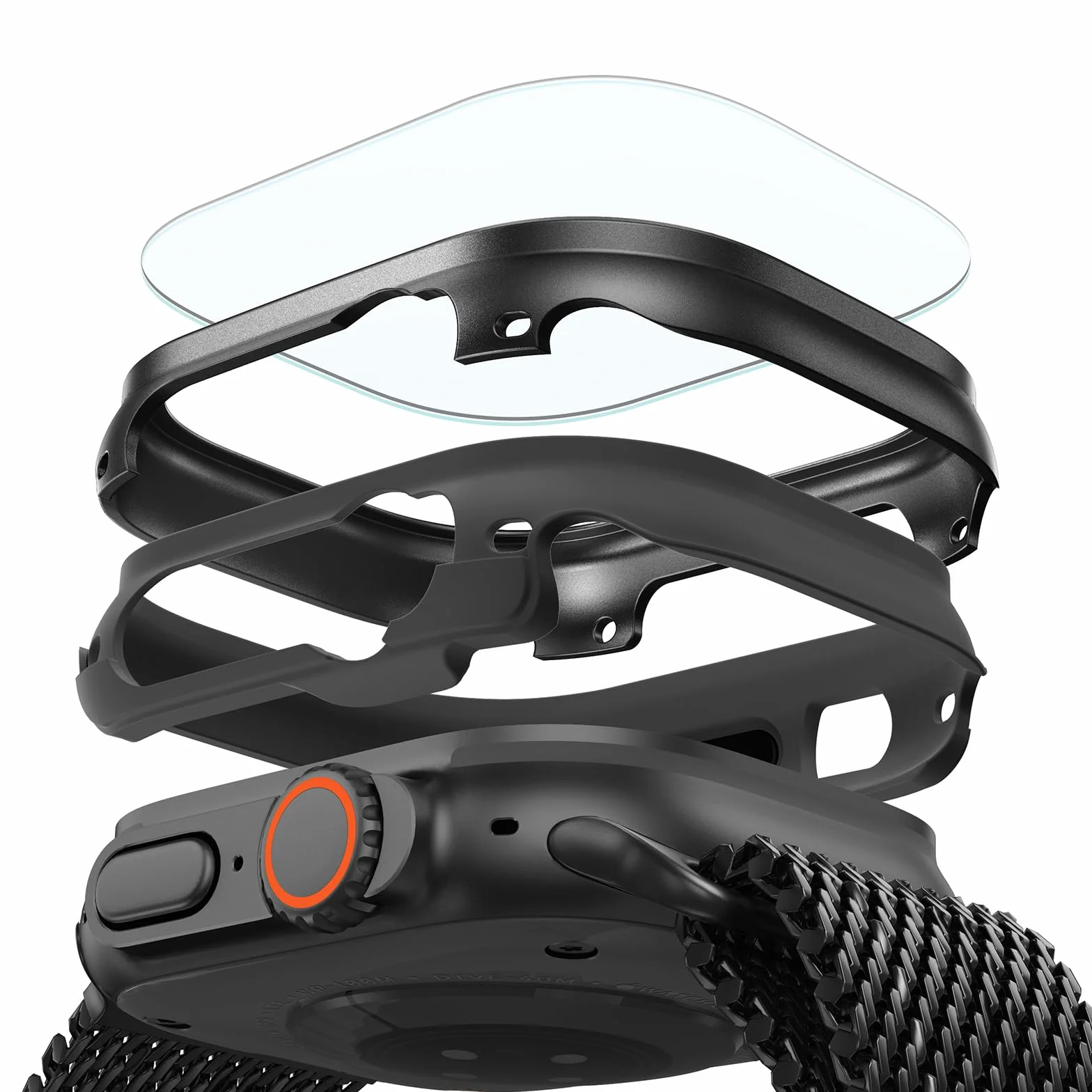ESR Etui do Apple Watch Ultra 3/2/1 z osłoną ekranu 49 mm (2025/2024/2023/2022), ochrona klasy wojskowej, obudowa ze stopu aluminium z 2 szt. ochraniaczy ze szkła pancernego, Stay Original, czarne