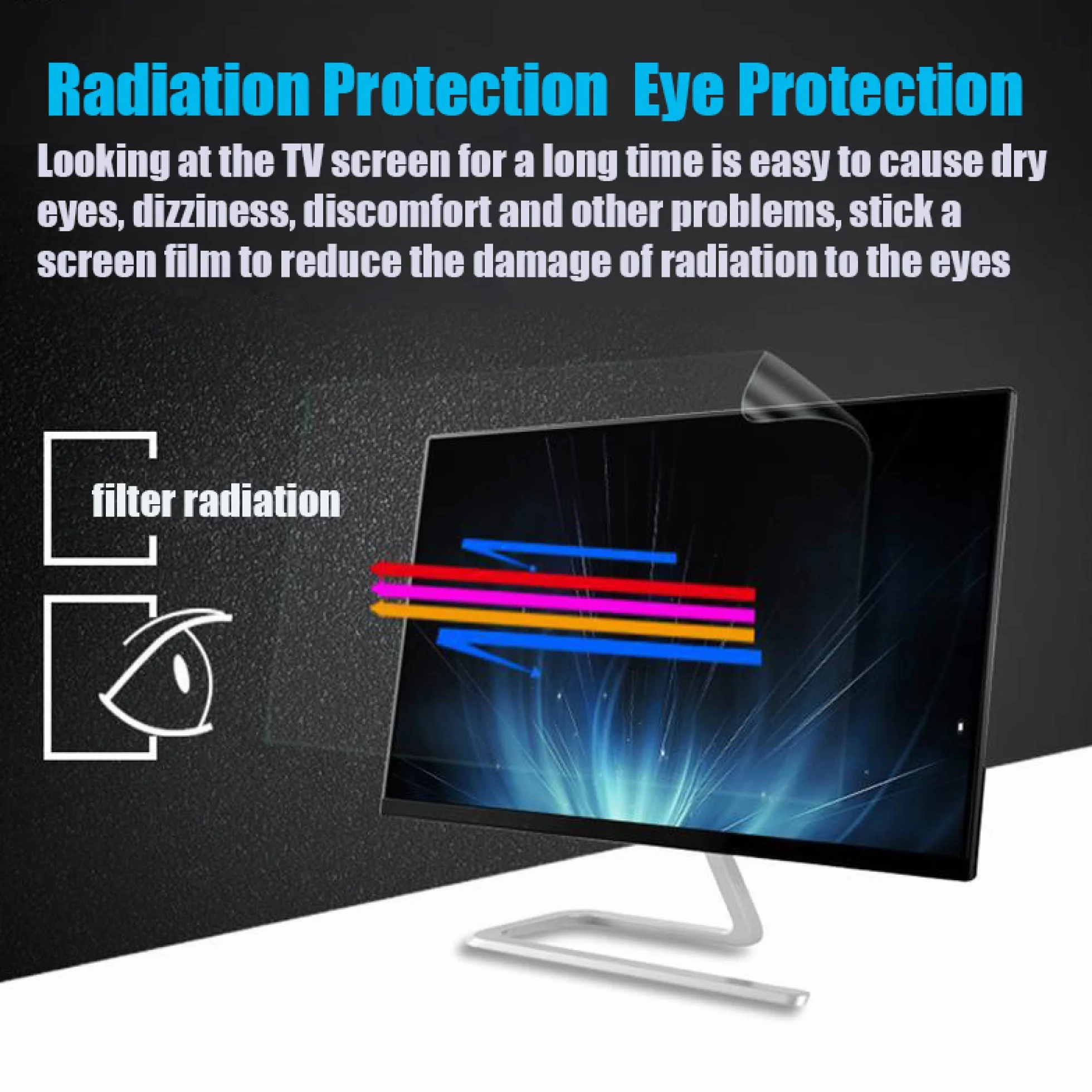 Matowa osłona ekranu telewizora 32–75 cali, antyrefleksyjna folia ochronna do telewizora, do LCD, LED, 4K OLED i QLED HDTV / A / 65 cali 1429 x 804 mm
