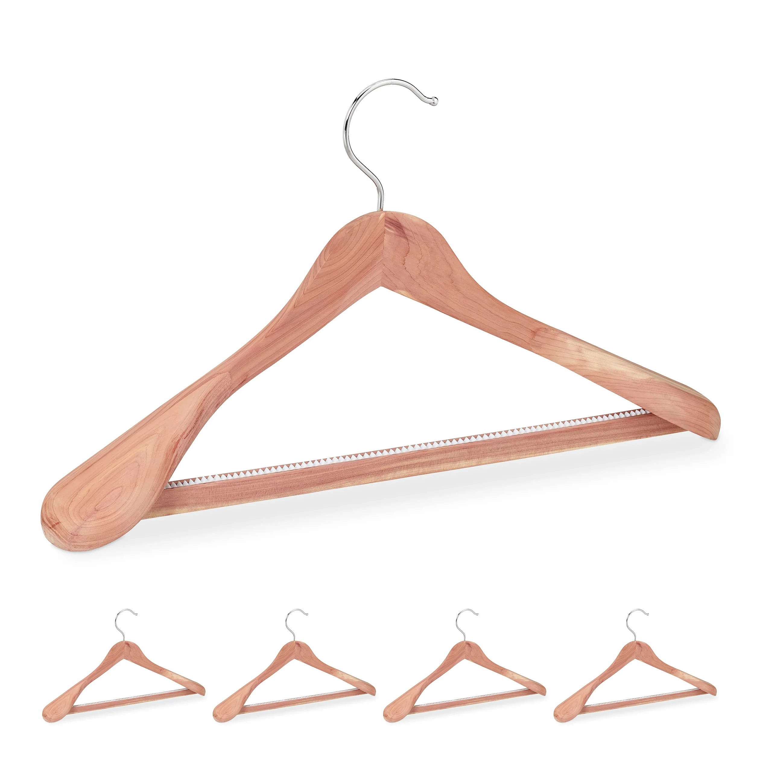 Relaxdays Wieszak na garnitur z drewna cedrowego 45 cm 5 sztuk