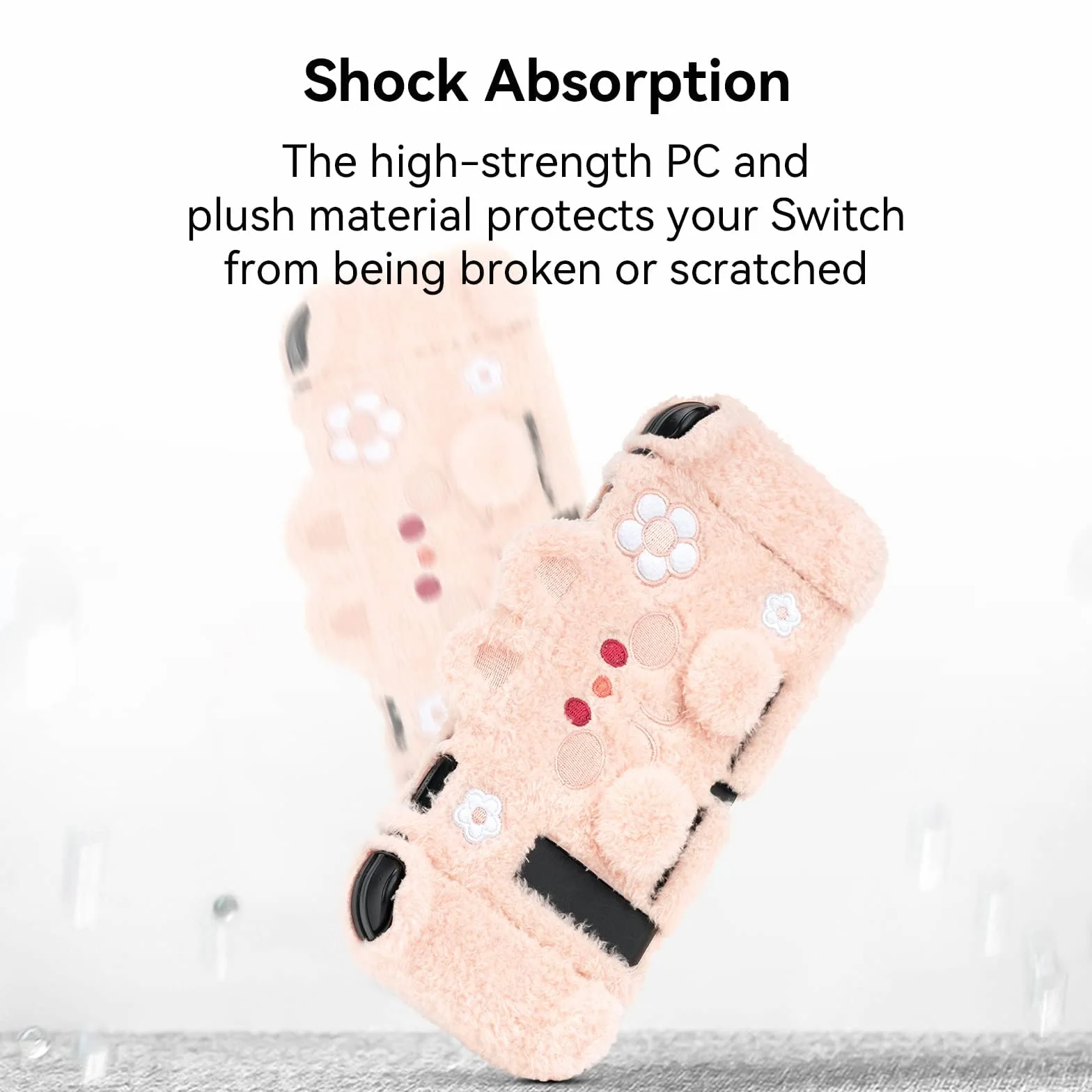 GeekShare Śliczne pluszowe etui ochronne do Switch/OLED - amortyzujące wstrząsy, odporne na zarysowania, skórzane, pluszowy królik (do Switch 2017)