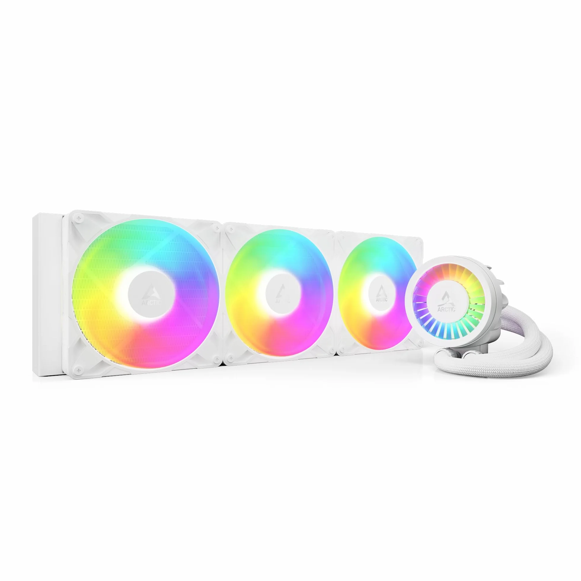 ARCTIC Liquid Freezer III Pro 420 A-RGB (White) - Chłodnica Procesora AIO, chłodzenie wodne 3 x 140 mm, chłodnica 38 mm, pompa PWM, wentylator VRM, AMD AM5/AM4, Intel LGA1851/1700 Rama Stykowa - Biały