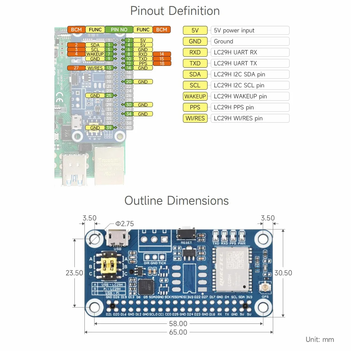 Waveshare LC29H Series Dual-Band GPS Module for Raspberry Pi, Dual-Band L1+L5 Positioning Technology, Supports Positioning Augmentation System and Easy Technology