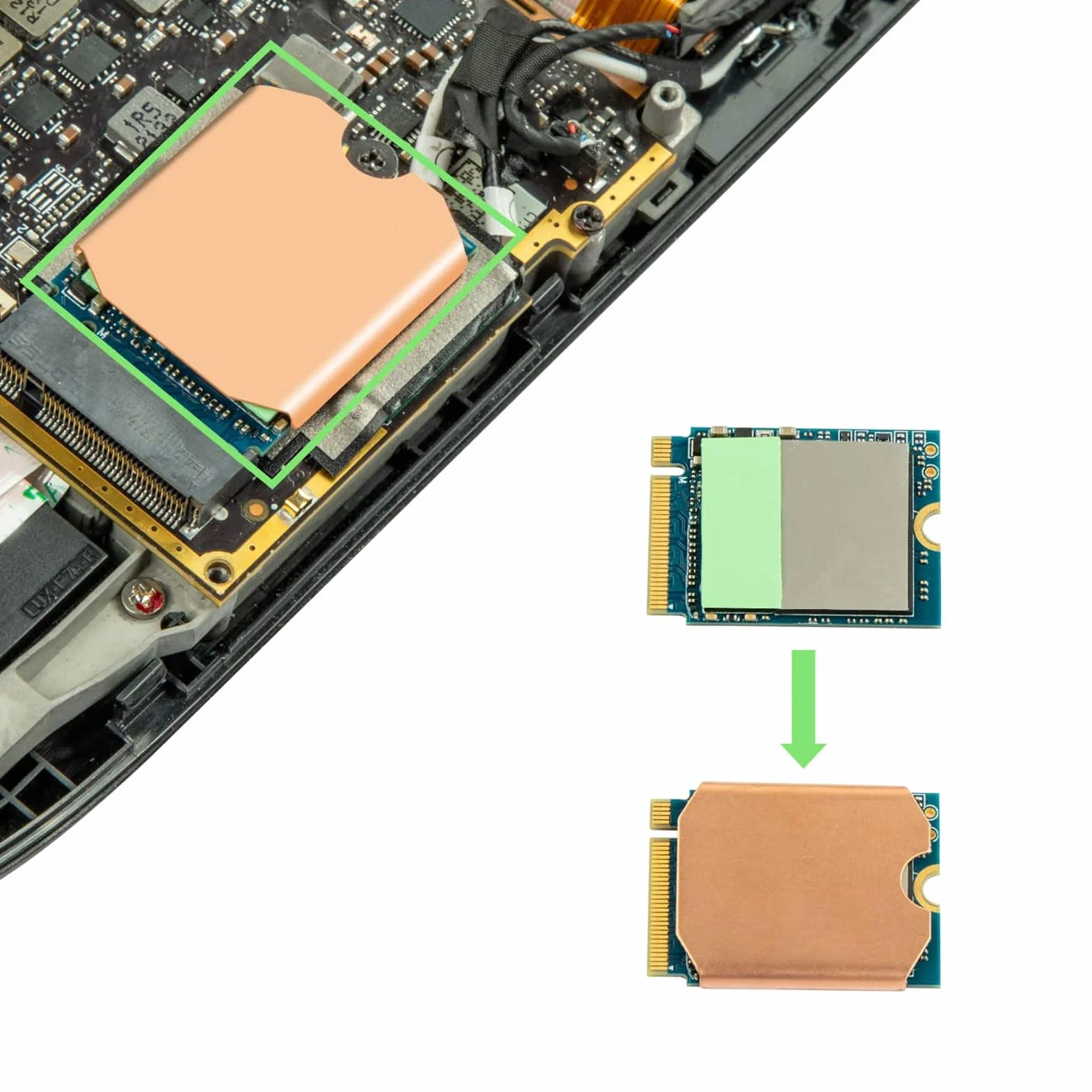 Podkładka Termiczna M.2 2230 NVME SSD Miedziany Radiator Chłodzący Pasta Termoprzewodząca Zestaw do Steam Deck