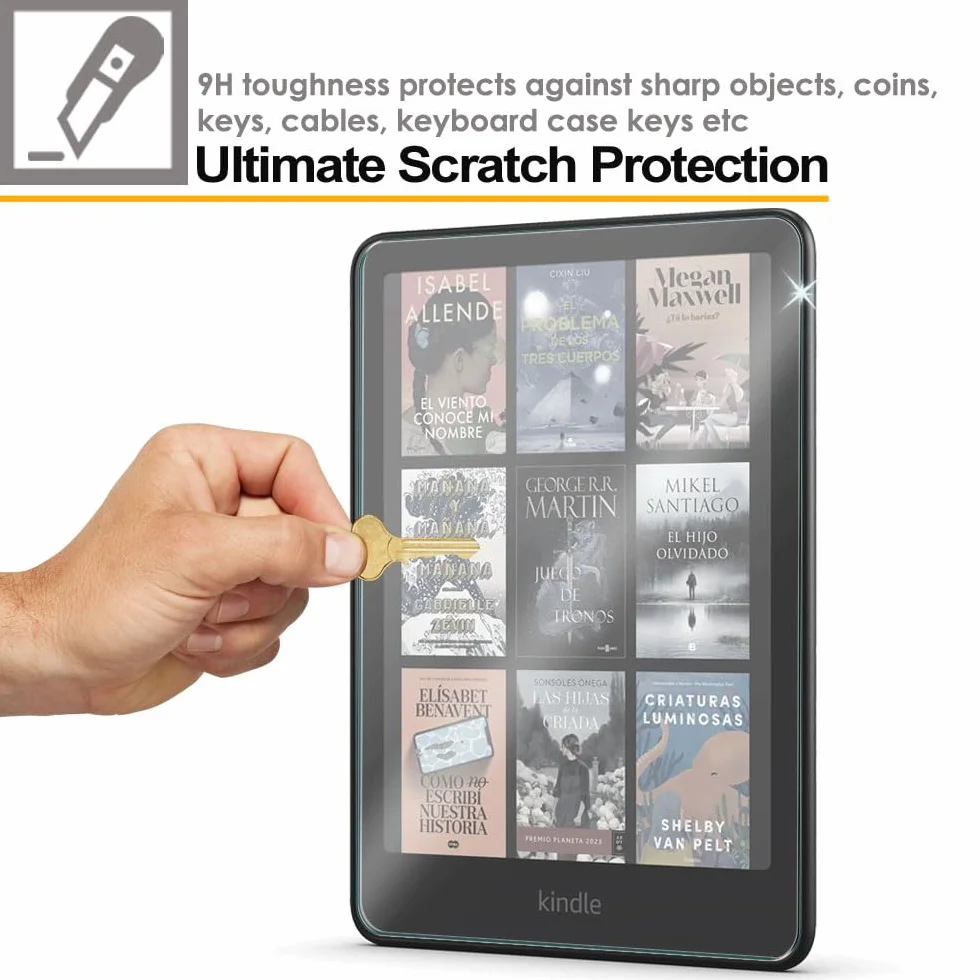 TECHGEAR Szkło ochronne na ekran do 17.8 cm Amazon Kindle Paperwhite/Signature/Kids/Kindle Colorsoft (2024 / 12. generacji), osłona ekranu ze szkła hartowanego [krystalicznie przejrzystość] [odporna