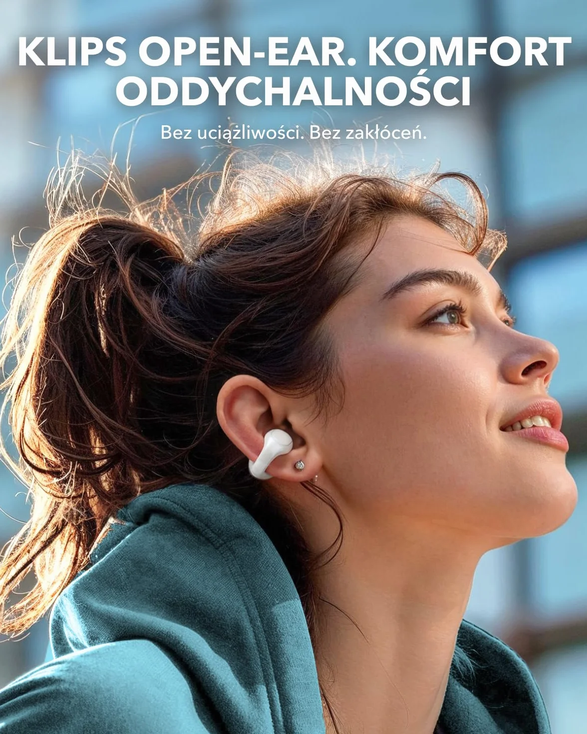 soundcore C30i firmy Anker,wkładki douszne z otwartym uchem,słuchawki z klipsem,lekki komfort, stabilne dopasowanie, twarda konstrukcja, dołączane nauszniki, odtwarzanie 30 godzin (biały)