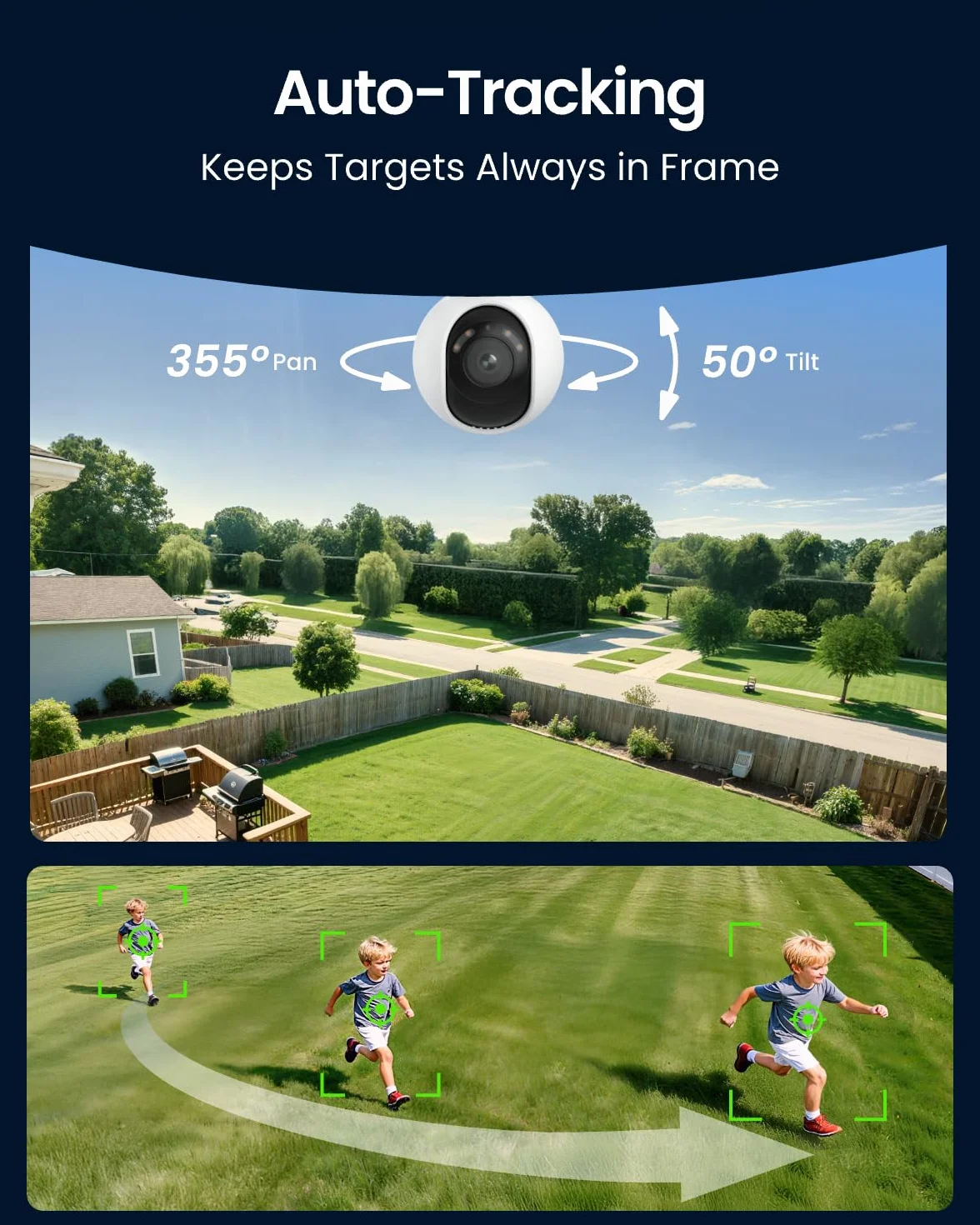 Reolink Kamera zewnętrzna Smart 4K z detekcją ruchu, automatycznym śledzeniem, Wi-Fi 6, obrotem 355° i pochyleniem 50°, dwukierunkową rozmową, kolorowym widzeniem nocnym, E1 Outdoor S