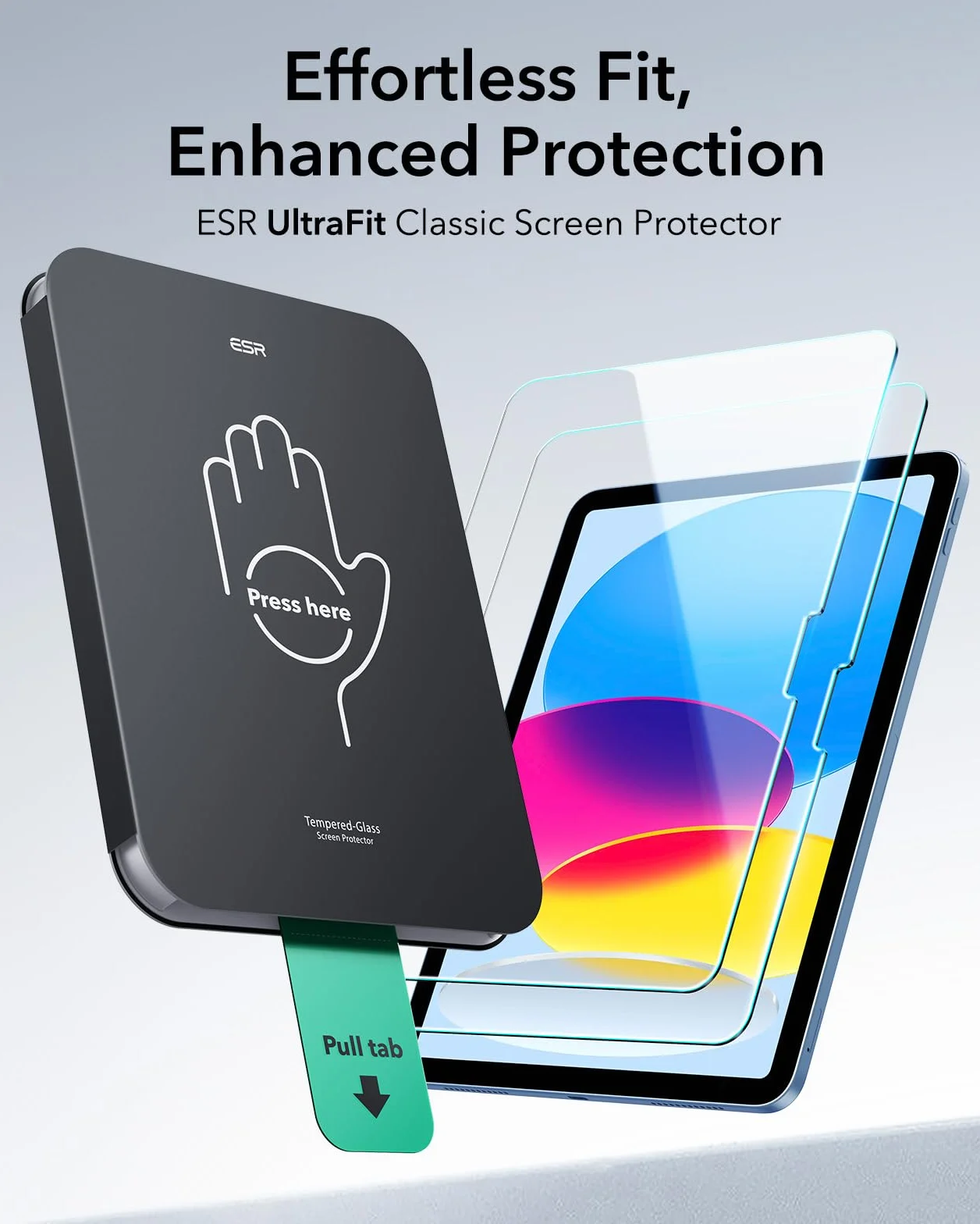 ESR 2-pak osłon ekranu dla iPad 11./10. generacji A16 (11/10.9 cala, 2025/2022), folia ze szkła hartowanego 9H z ultra dopasowanym uchwytem, obsługa Apple Pencil, odporna na zarysowania, HD klarowność