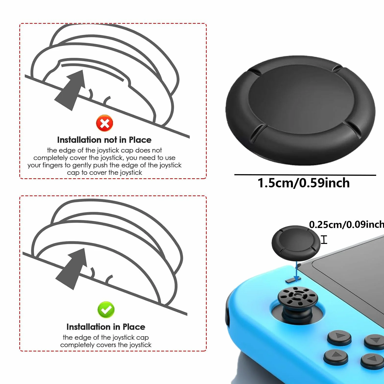Zamienna nasadka do Switch/OLED/Lite, silikonowe nakładki joysticka, uchwyty na kciuki do przełącznika, protege (5 par, czarna)