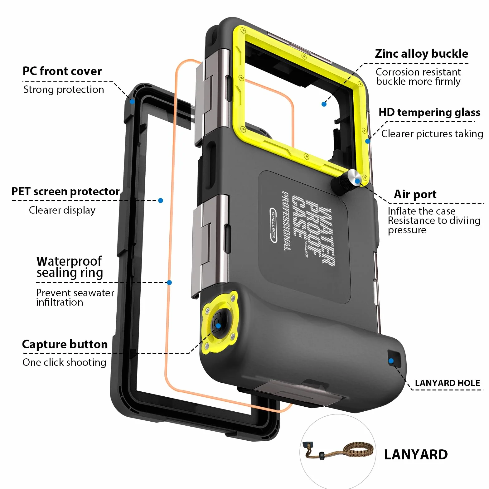 Wodoodporne etui na telefon podwodne etui na telefon 15 m, etui ze smyczą do pływania, nurkowania, deszczu, pyłoszczelne, do iPhone 17, 17, Pro, 17, Air, 16, 15, 14, 17 pro max, Samsung S24