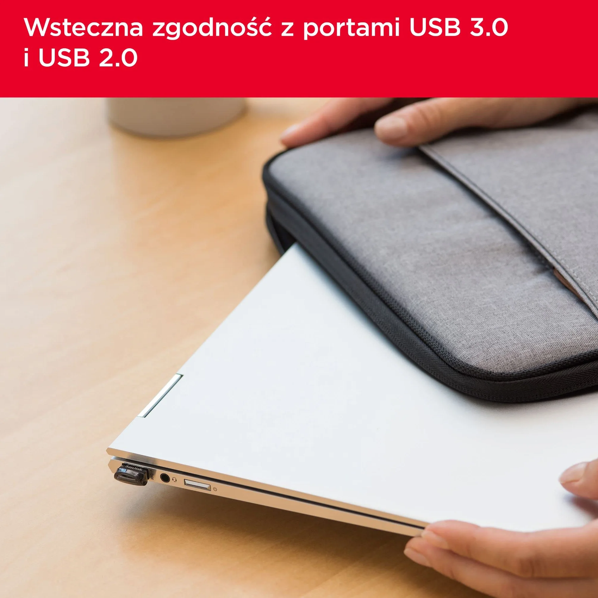 SanDisk Ultra Fit USB 3.2 pamięć flash 64 GB (do laptopów, konsol do gier i samochodowych systemów audio, Plug and Stay, odczyt 300 MB/s, oprogramowanie RescuePRO Deluxe)