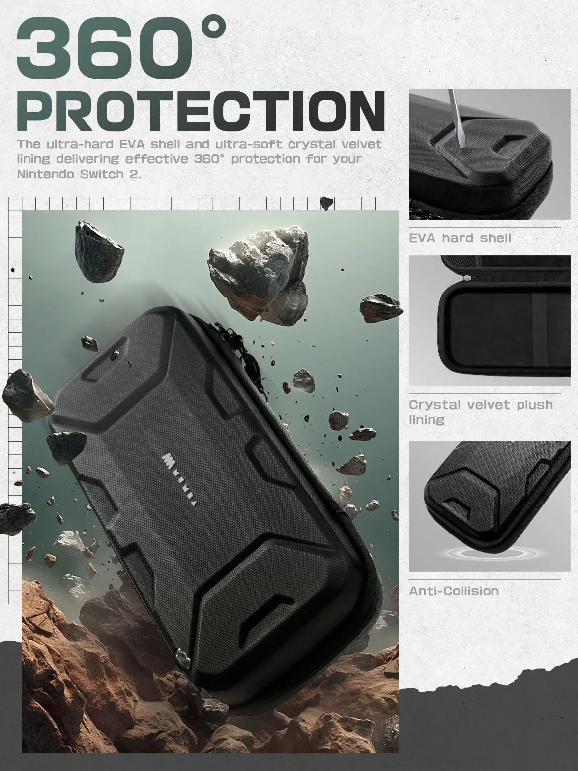 Mumba Carrying Case for Nintendo Switch 2 2025, Plus Version Portable Protective Travel Handbag Pouch Large Capacity Black