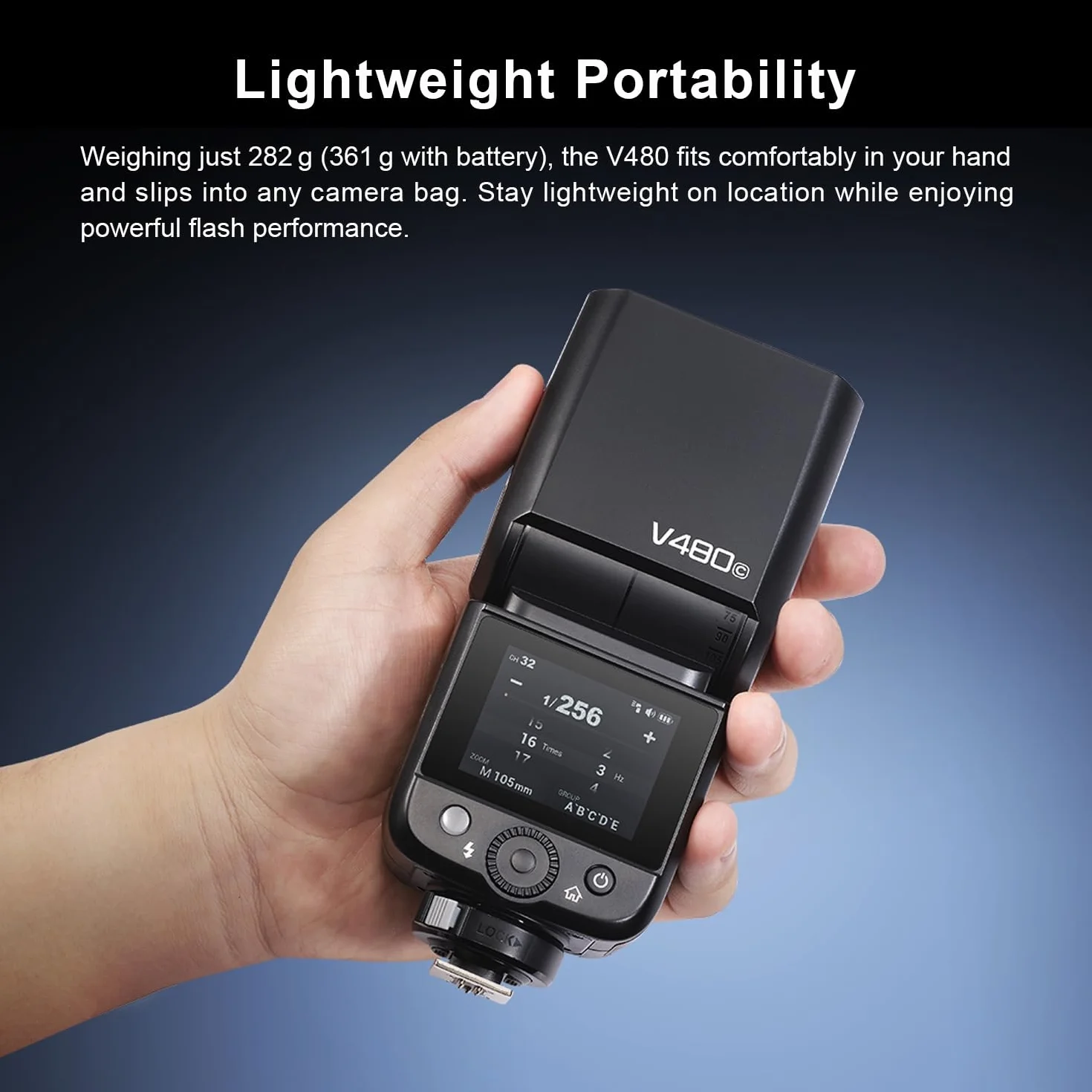 Godox V480 Flash V480O lampa błyskowa do aparatu Olympus Panasonic, wysoka moc GN50, wbudowana bateria litowa, 1/8000 HSS, bezprzewodowy TTL 2,4 GX, czas recyklingu 1,7 s, pełna moc 650 wyskakujących