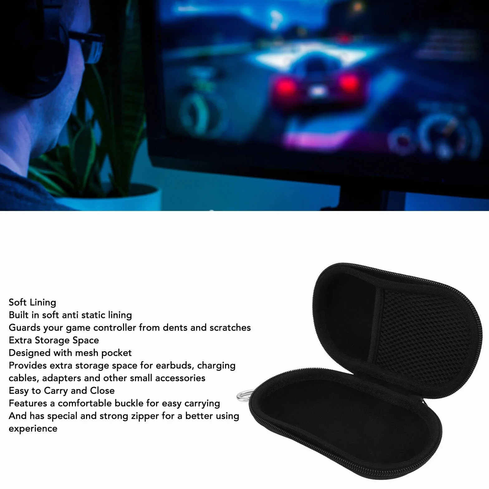 Tnfeeon Futerał do Przenoszenia Kontrolera Odporna na Wstrząsy Twarda Skorupa EVA Torba do Przechowywania dla 8Bitdo NEOGEO SN30 Pro M30 Zero 2 Kontrolery Gier z siateczkową kieszenią