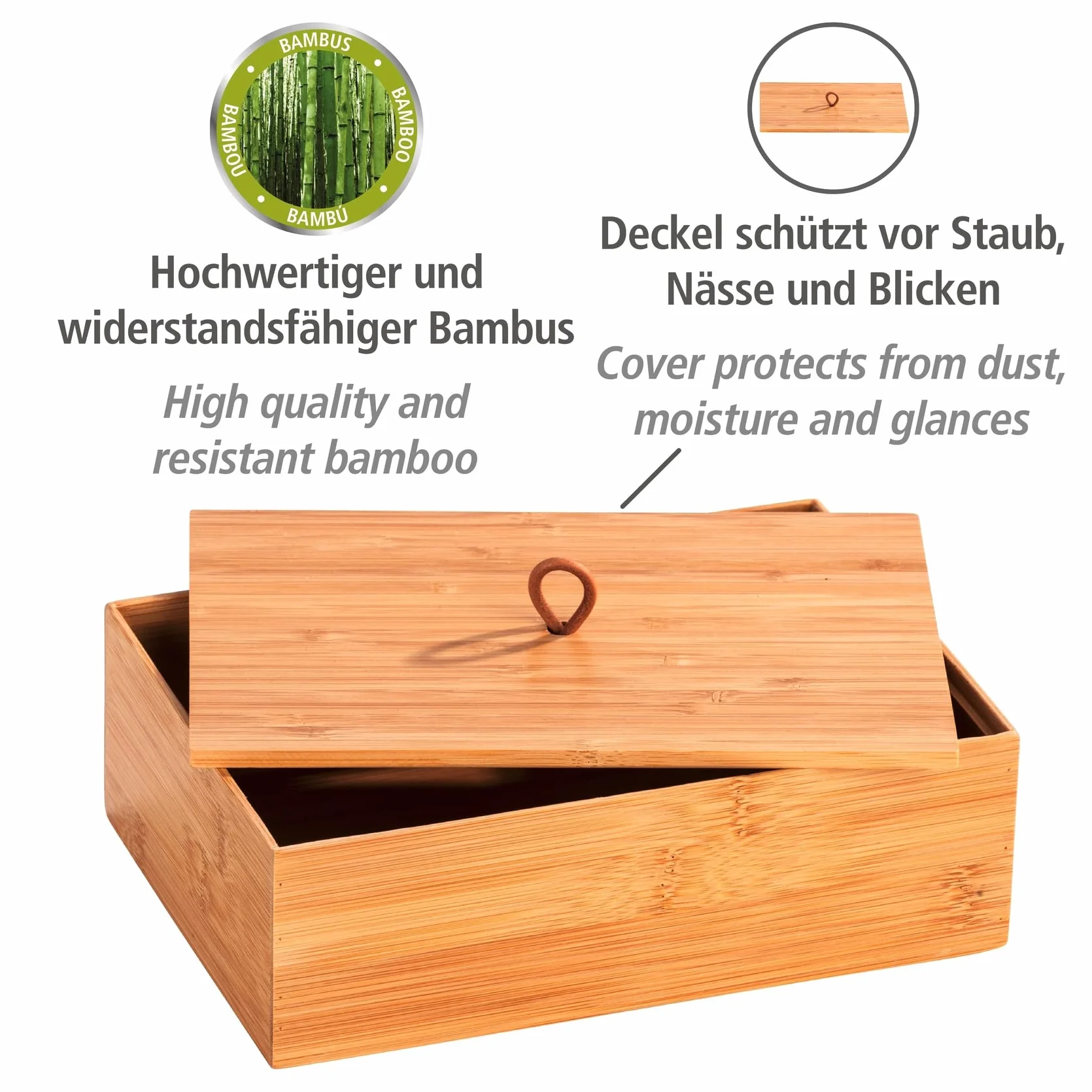 Wenko Bambus Box Terra L pudełko do przechowywania kosz łazienkowy 1,72 l 22 x 7 x 15 cm naturalny