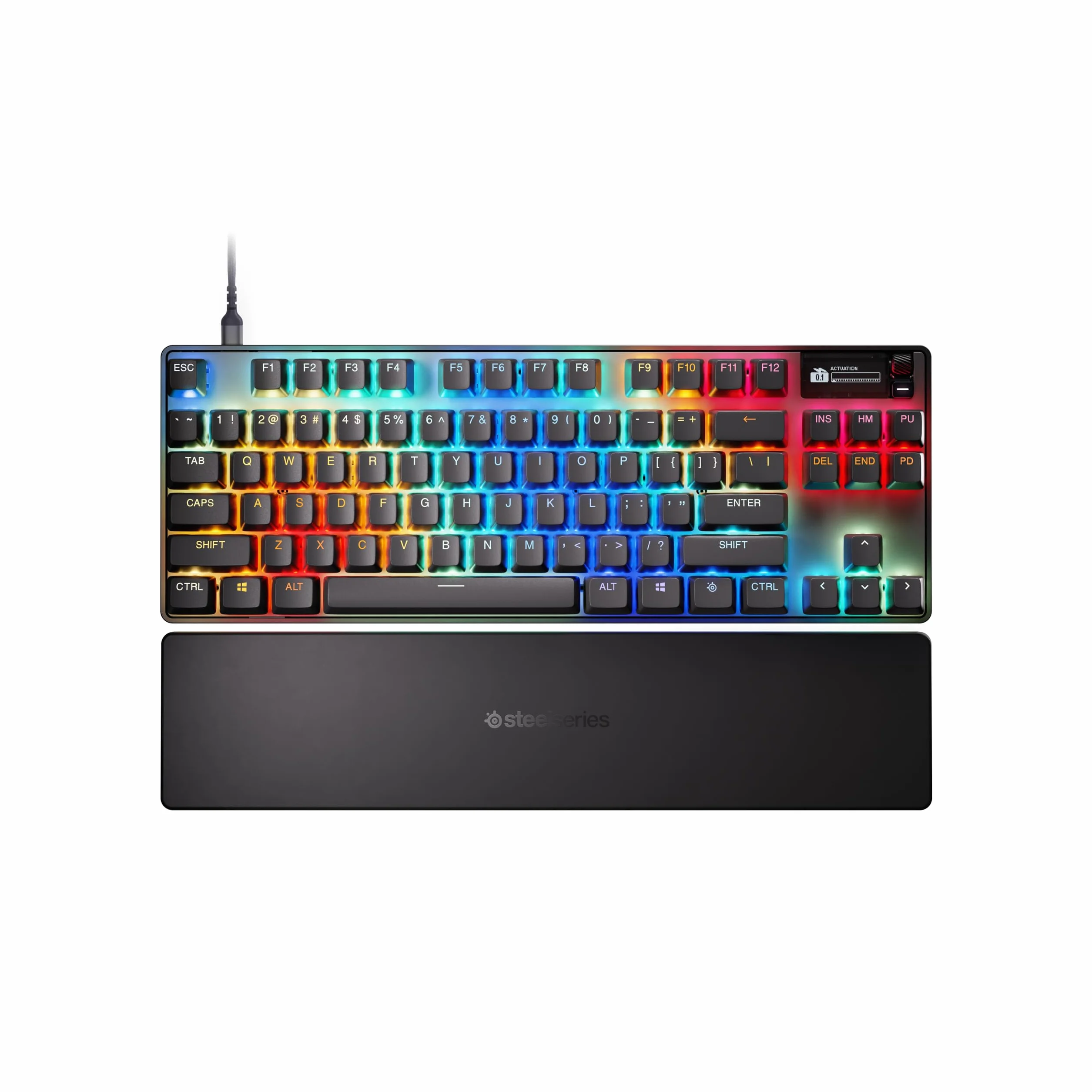 SteelSeries Apex Pro Gen 3 TKL - Hipermagnetyczna klawiatura dla graczy - przełączniki OmniPoint 3.0 - Rapid Trigger - Ustawienia gier - Rapid Tap/SOCD - OLED - RGB - nakładki z PBT - US Layout QWERTY