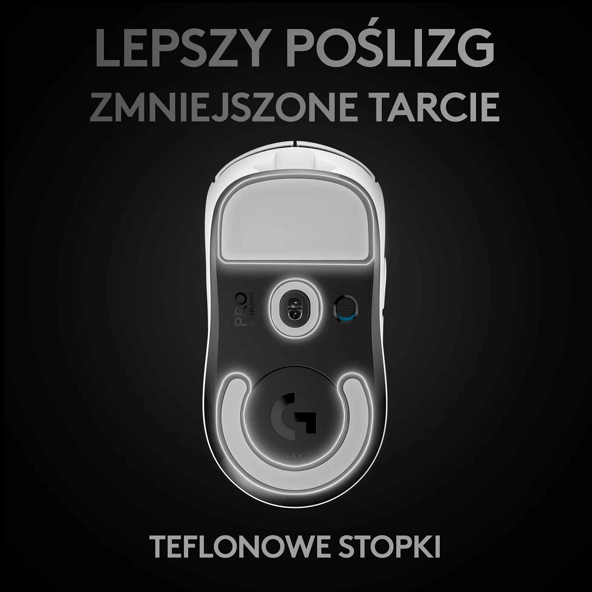 Logitech G PRO X SUPERLIGHT bezprzewodowa mysz gamingowa z czujnikiem HERO 25K, bardzo lekka 63 g, 5 programowalnych przycisków, czas pracy baterii 70 godzin, Zero Additive PTFE Feet, PC/Mac - biała