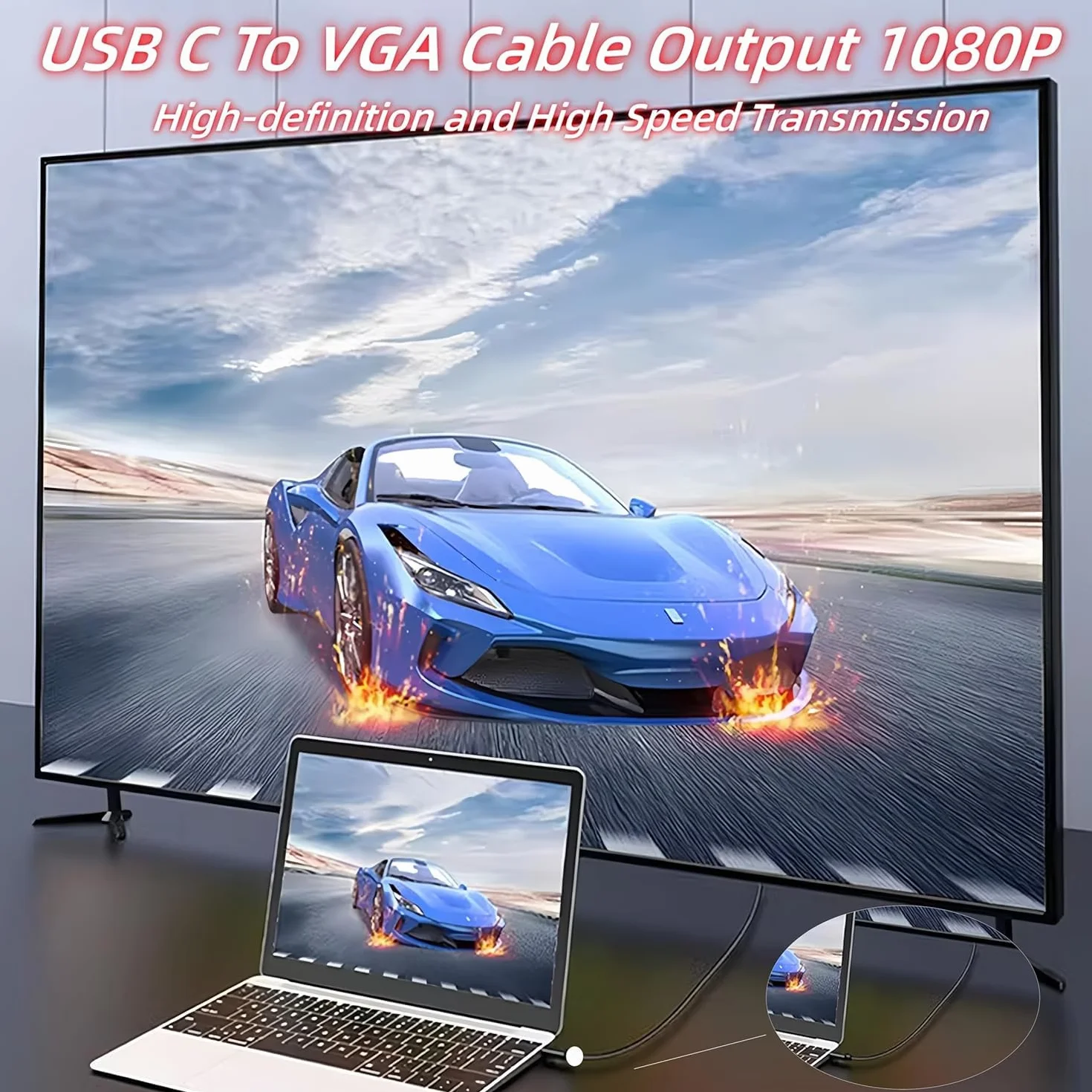 Kabel USB-C DVI Thunderbolt 4K do 30 Hz typu C żeński kompatybilny z MacBookiem Pro 2017-2020, Surface Book 2, Dell XPS 13, Galaxy S10