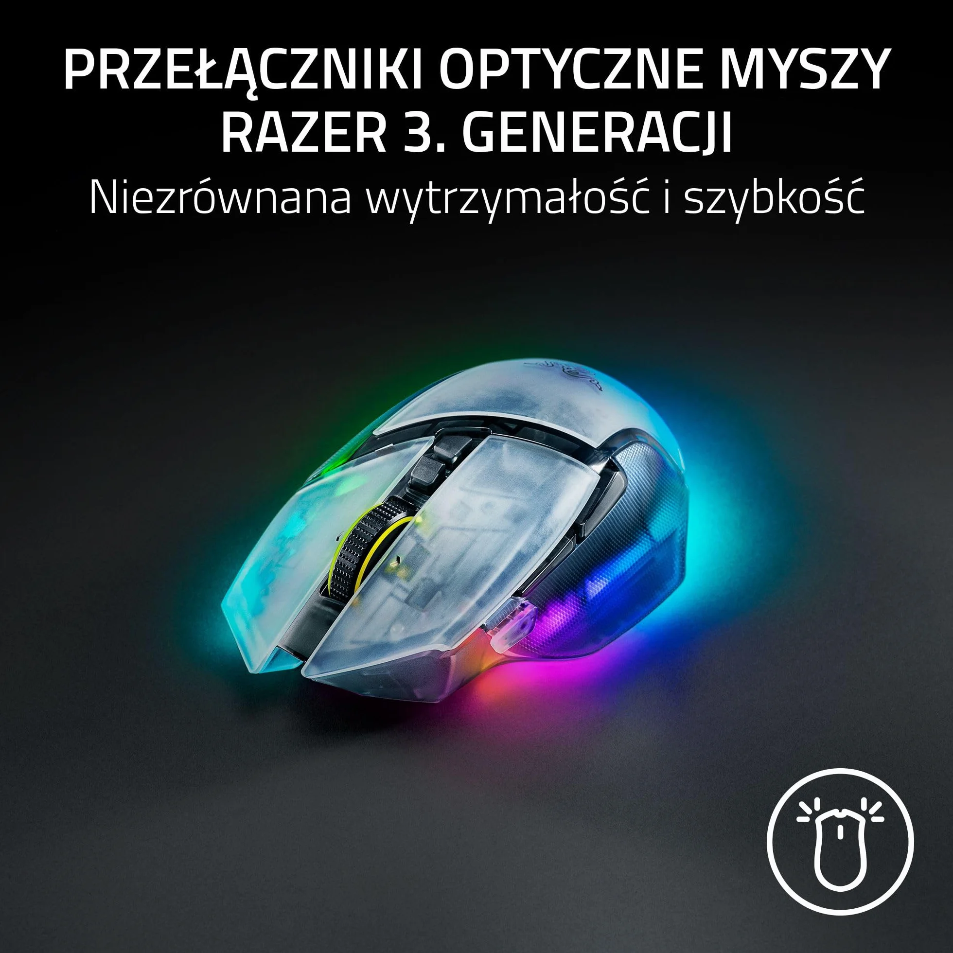 Razer Basilisk V3 Pro 35K Phantom White - ergonomiczna mysz gamingowa RGB z możliwością personalizacji - czujnik optyczny 35K DPI - HyperSpeed i Bluetooth - PC/Mac | Phantom White Edition