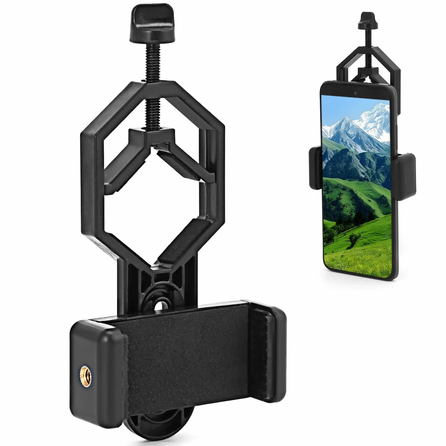 QWORK® Teleskopowy adapter do telefonu - Uniwersalny uchwyt na telefon komórkowy do okularów obserwacyjnych, okularów, lornetki