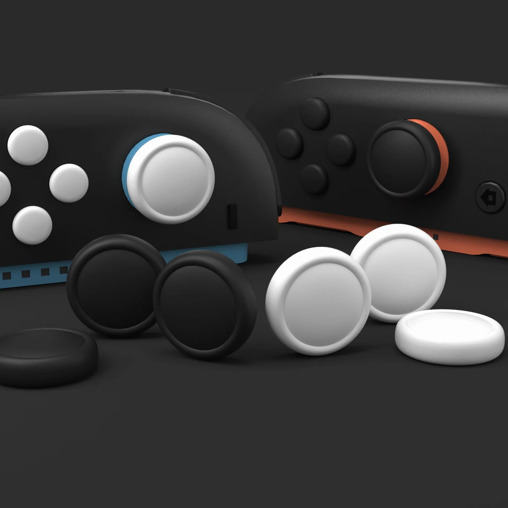 Playvital Osłony Przycisków z Nakładkami Joystick do Switch 2 Joycon,8 Szt. Nakładek na Przyciski & 8 Szt. Nakładek na Drążki Analogowe do Switch 2–Czarno & Biały