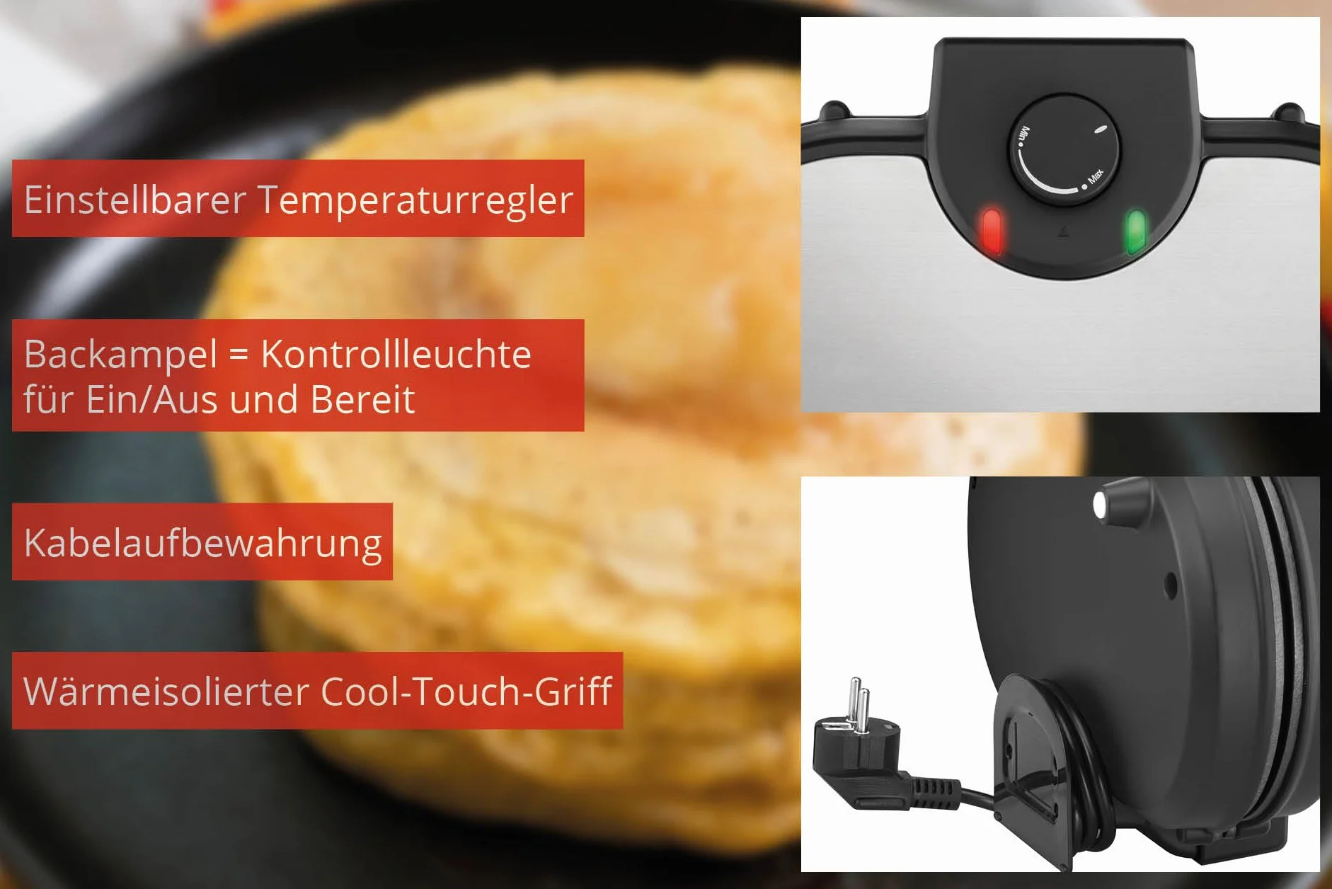 UNOLD 48165 podwójna maszyna do robienia pancake, czarna, stal nierdzewna, tworzywo sztuczne, 1 Load, Black