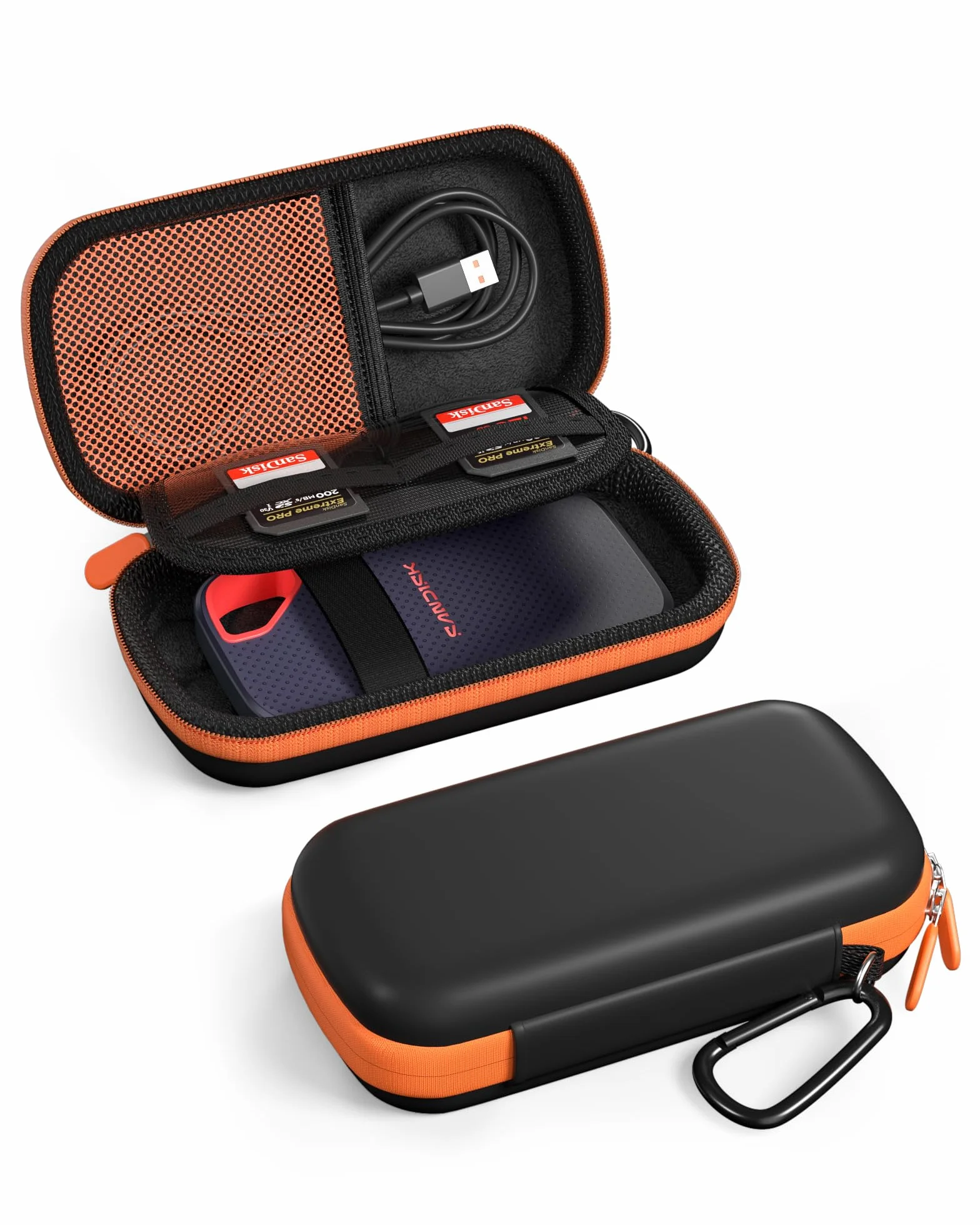 ProCase Twardy futerał do SanDisk przenośny SSD/SanDisk Extreme przenośny i zewnętrzny dysk SSD Extreme Pro 500 GB 1 TB 2 TB 4 TB 8 TB, odporne na wstrząsy etui podróżne z kartą SD